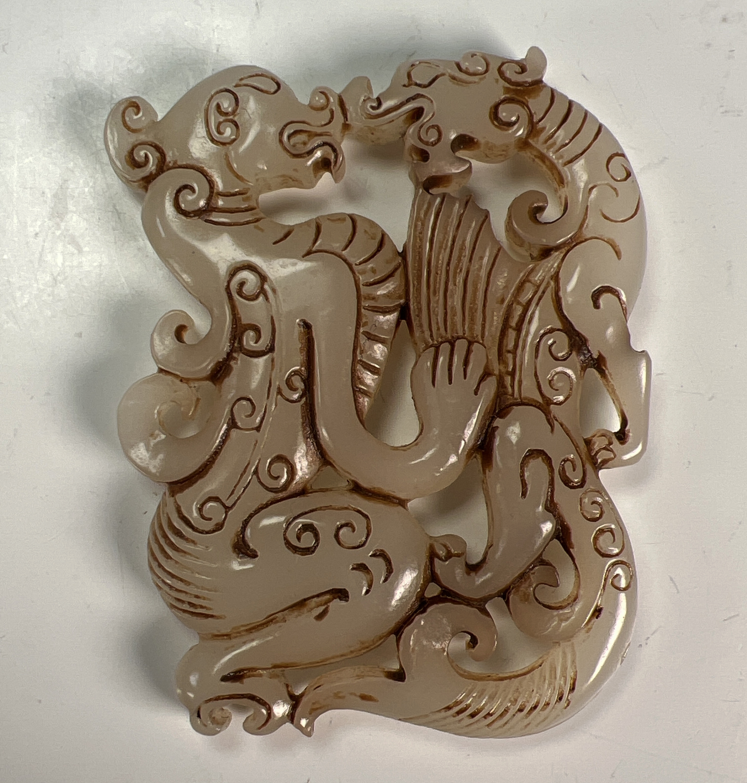 Carved Jade Double Dragon  image 2