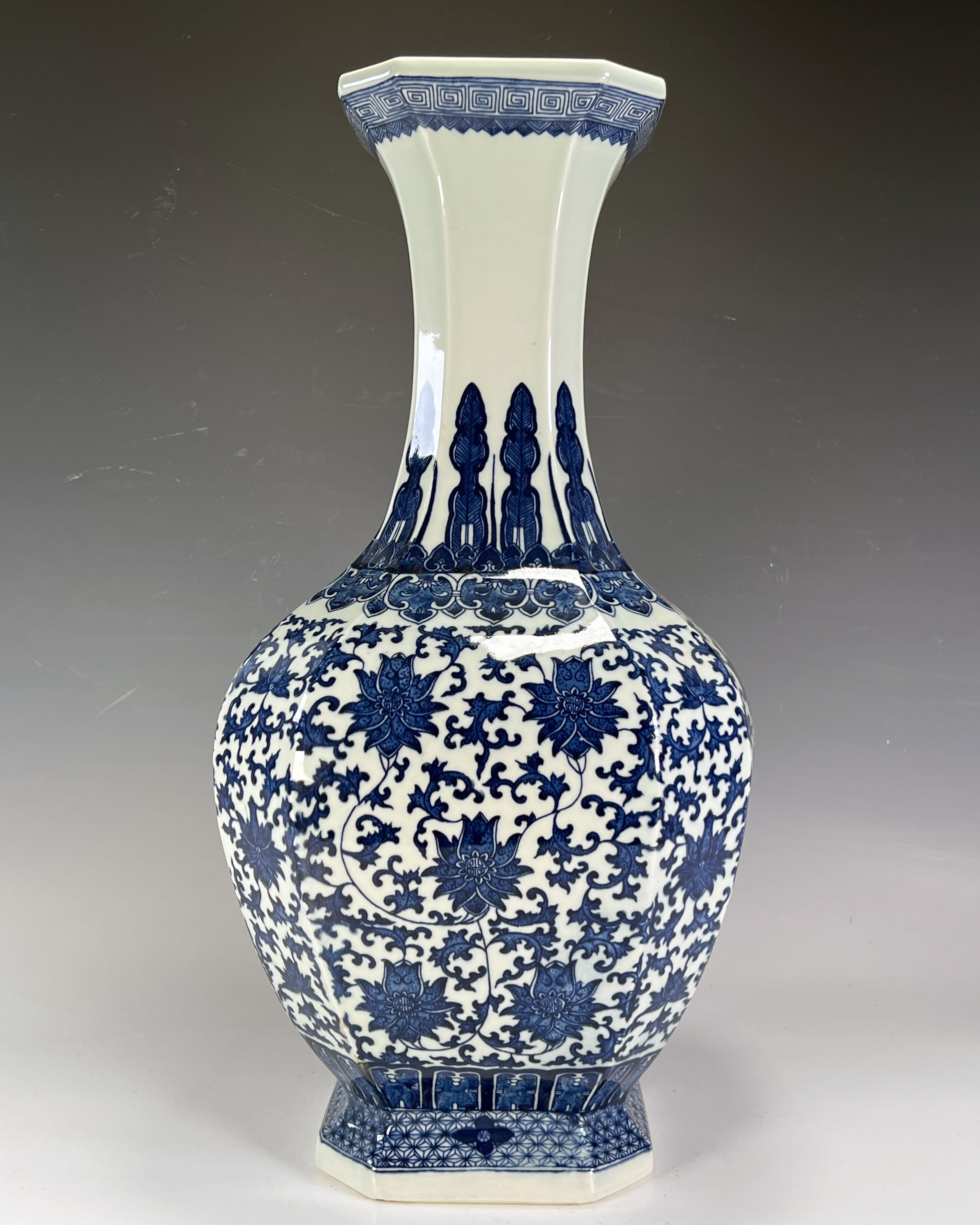 Tall Blue & White Floral Vase image 1