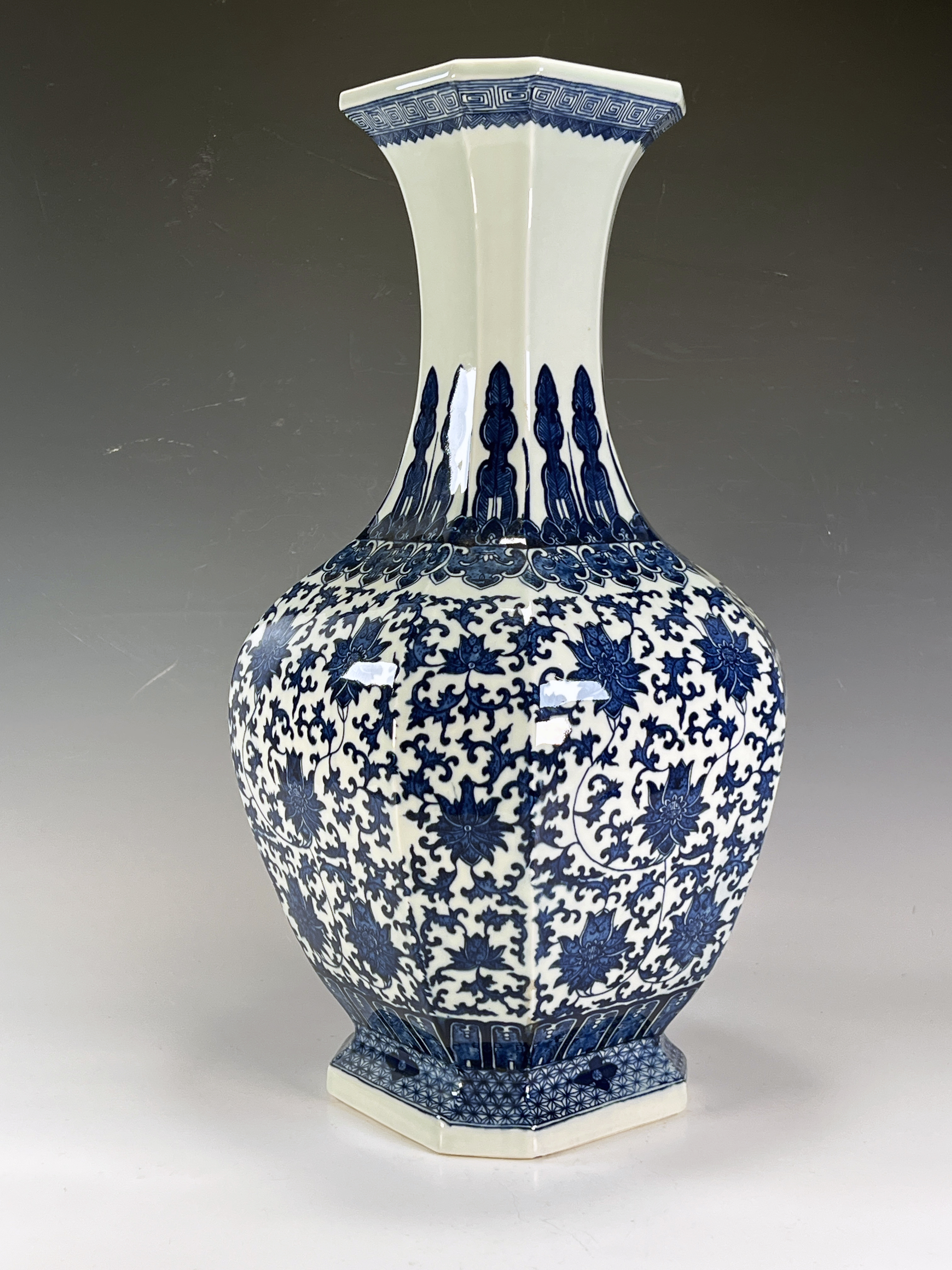 Tall Blue & White Floral Vase image 2