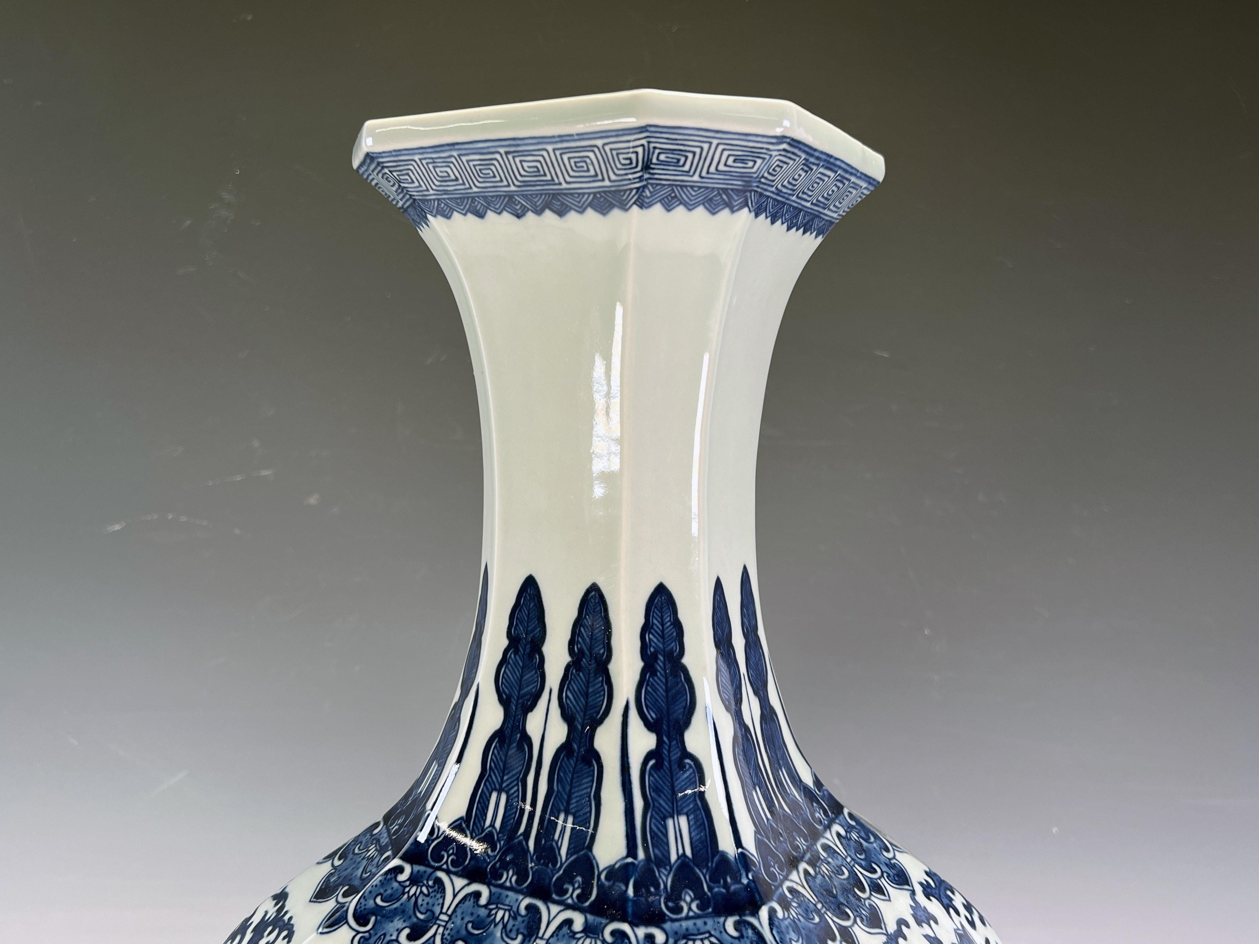 Tall Blue & White Floral Vase image 3