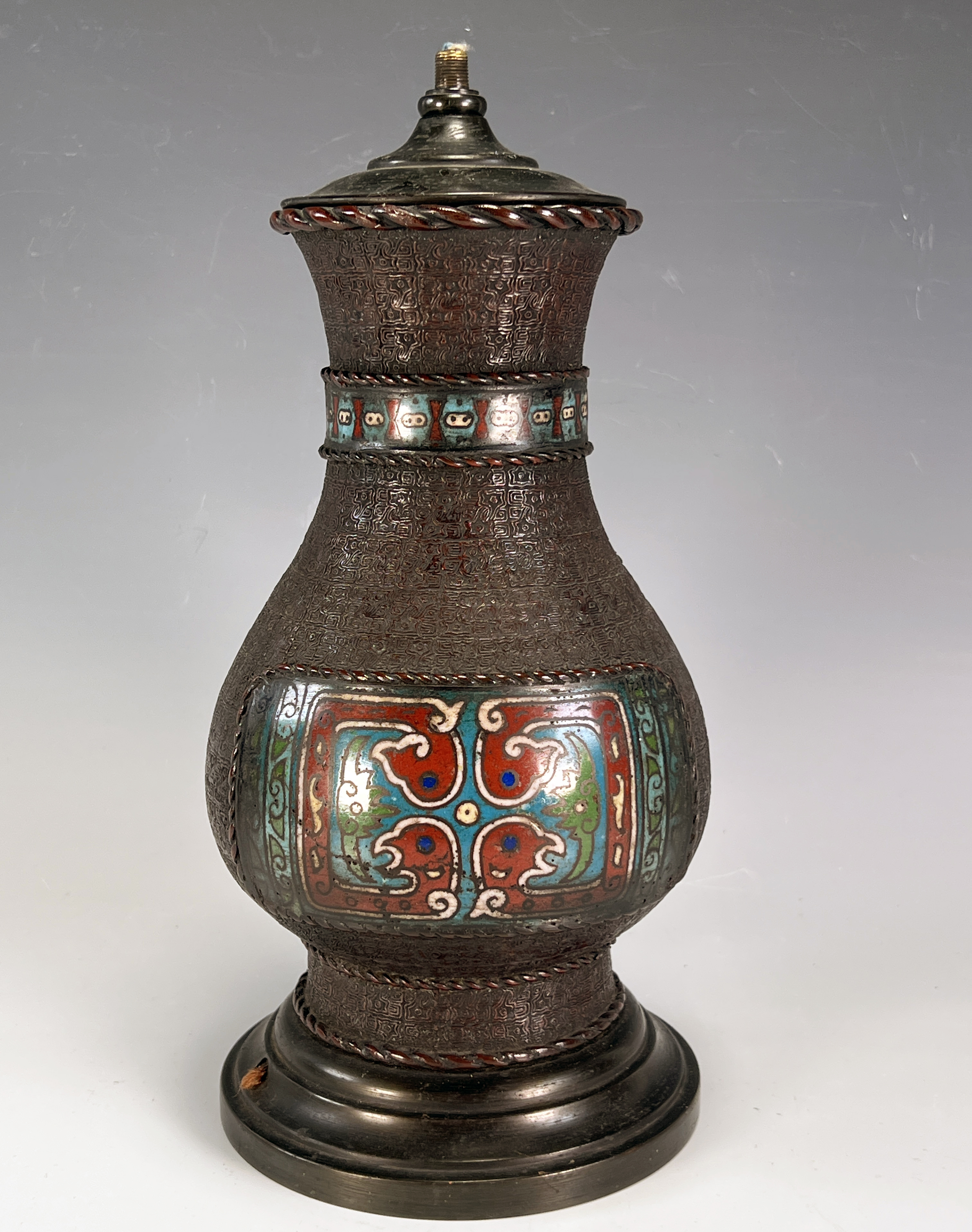 Enamel & Metal Urn Vase image 1