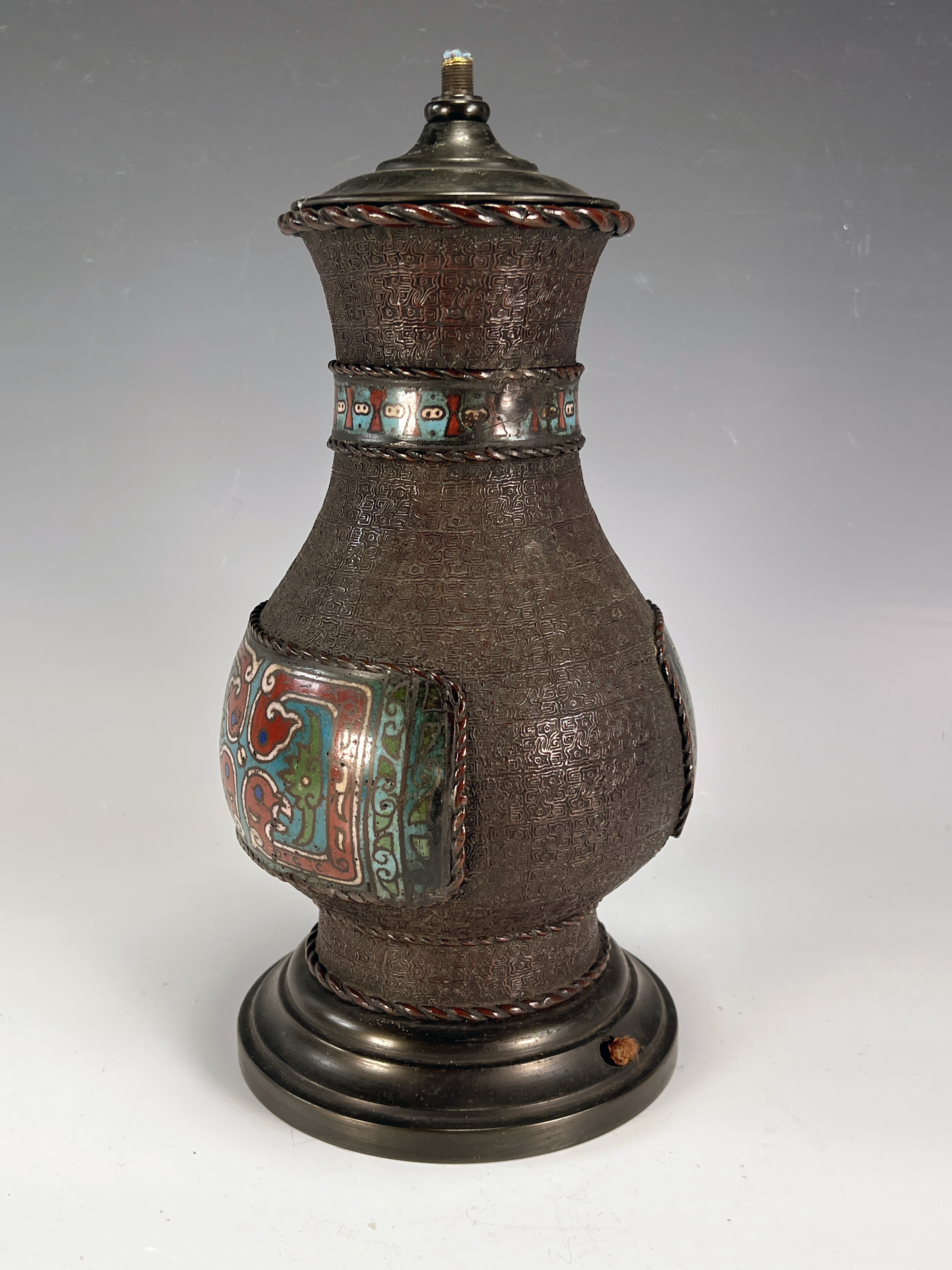 Enamel & Metal Urn Vase image 2