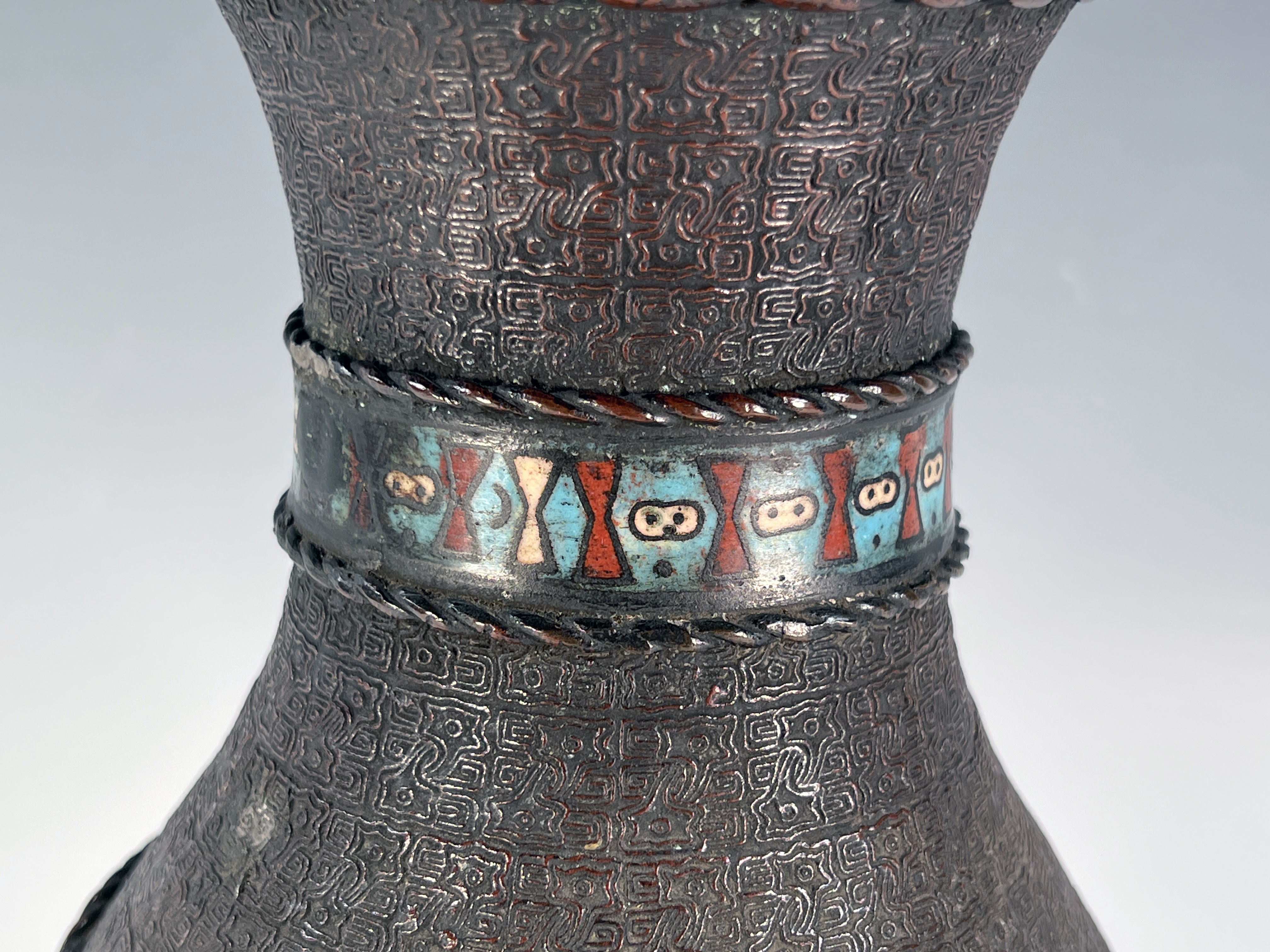 Enamel & Metal Urn Vase image 3