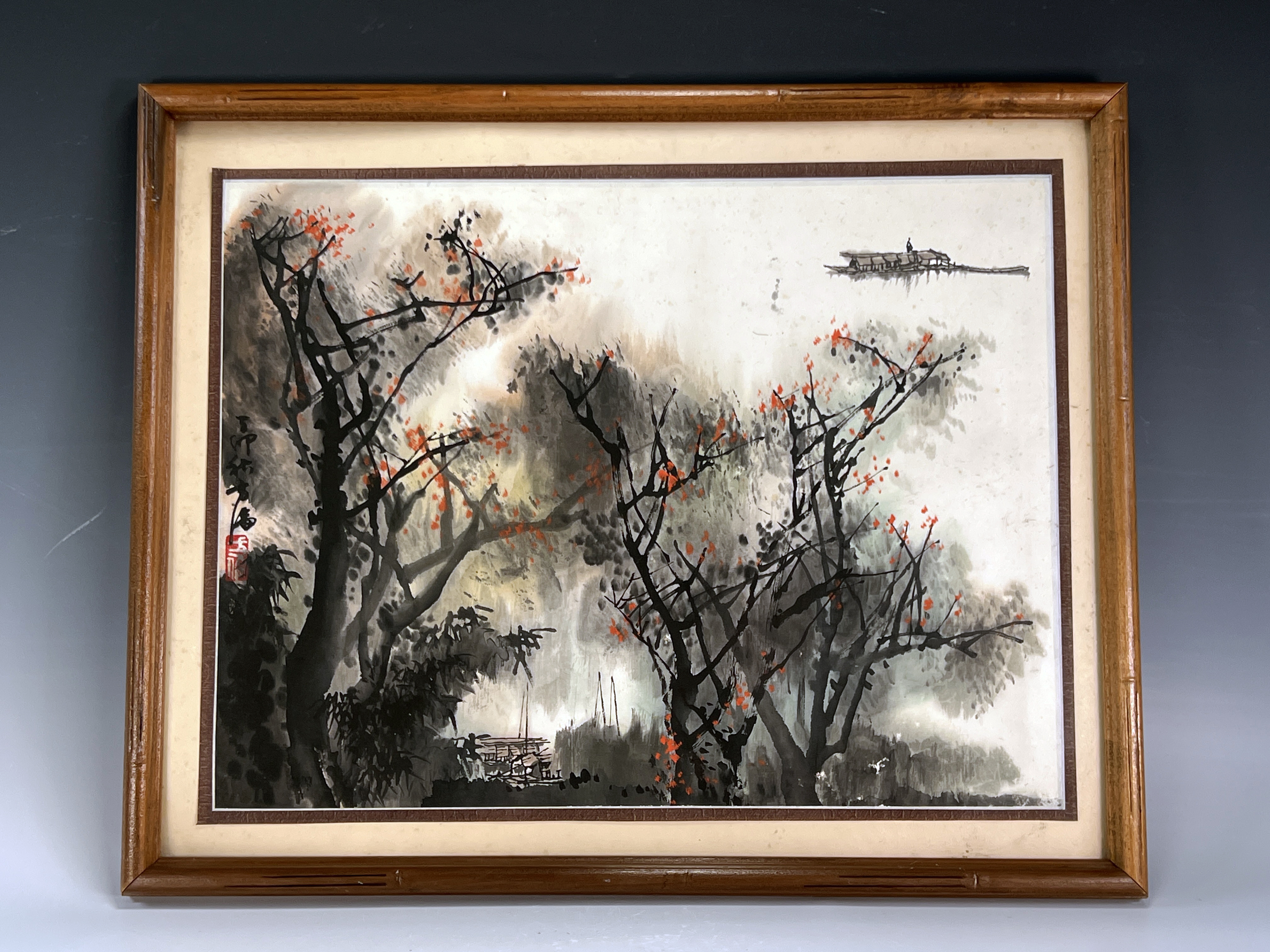 Cherry Blossoms River Scene Painting image 1