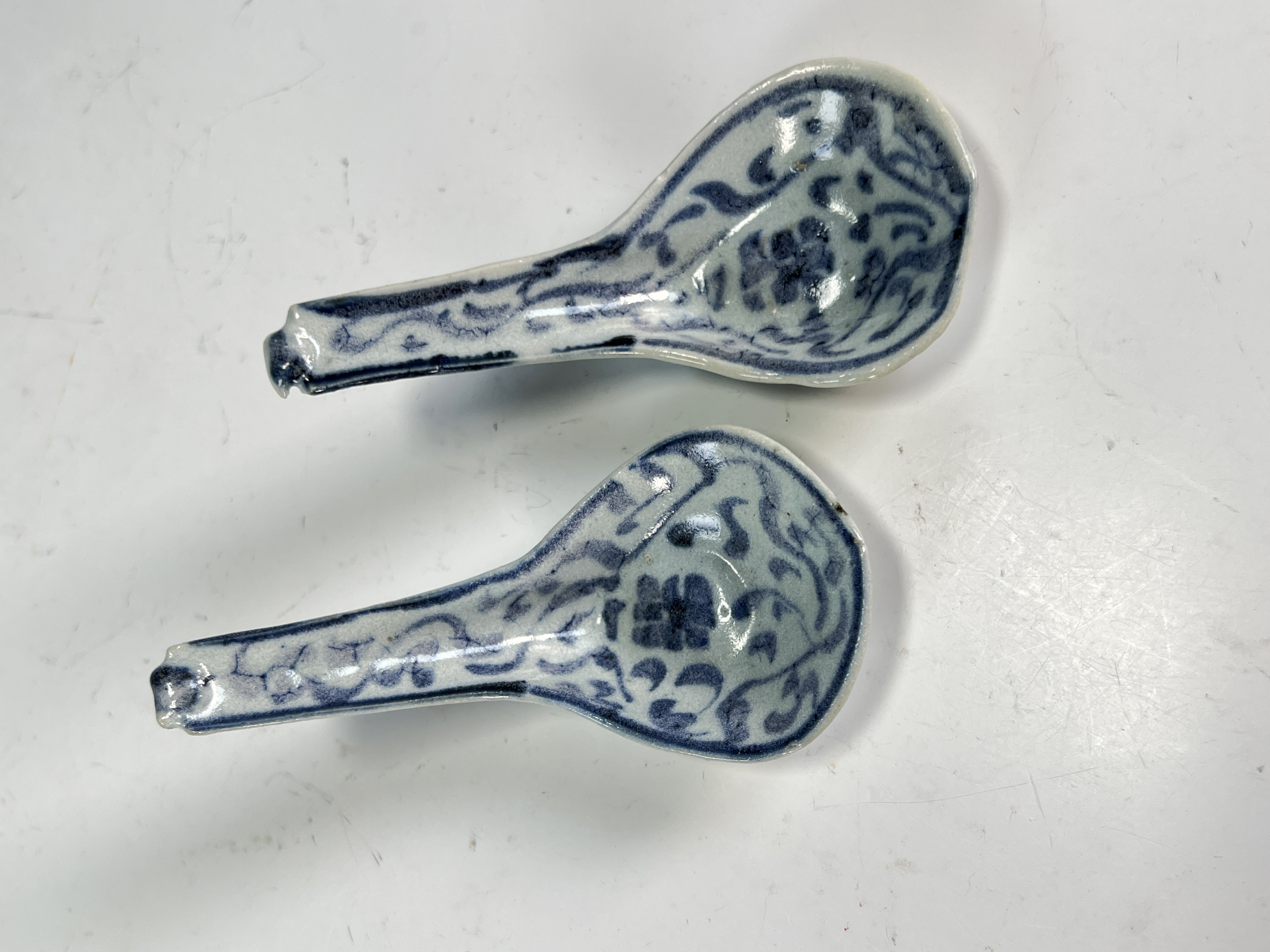 Elegant Pair Of Antique Chinese Porcelain Soup Spoons image 1