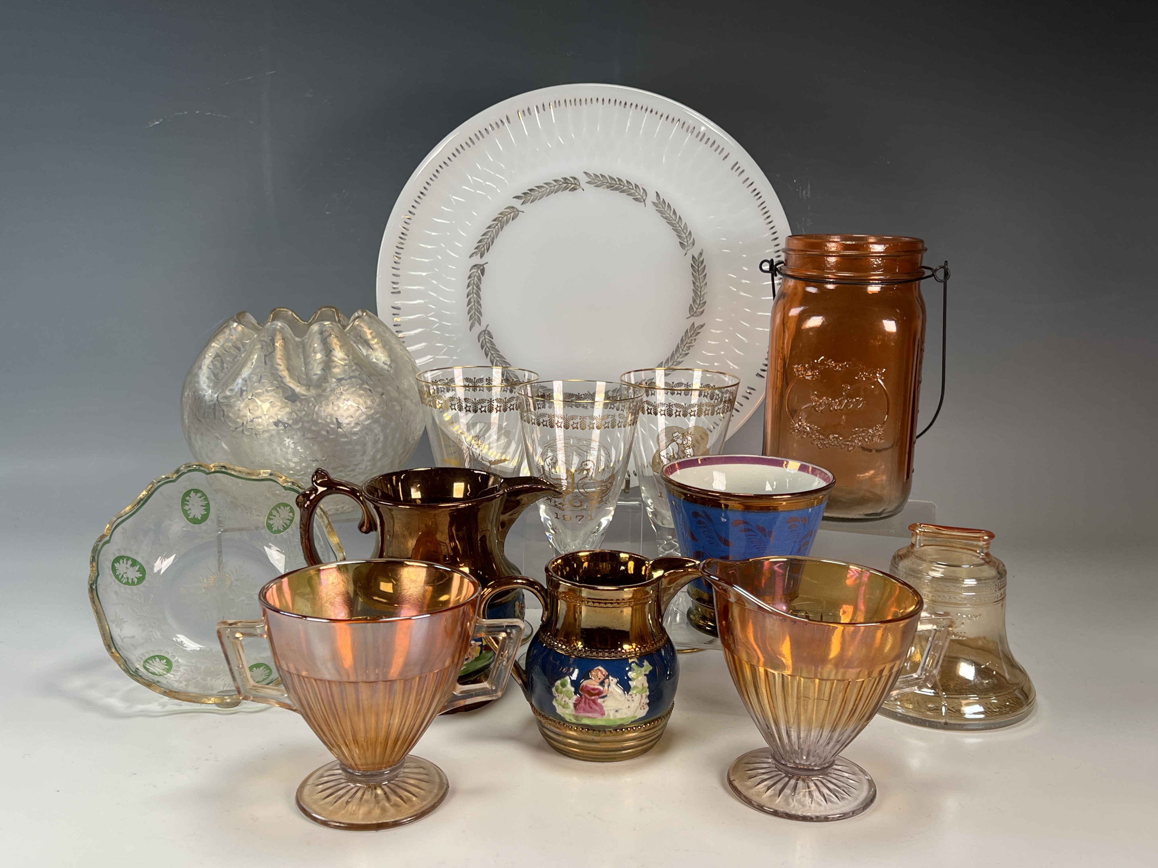 Vintage Glass & Lusterware Lot image 1