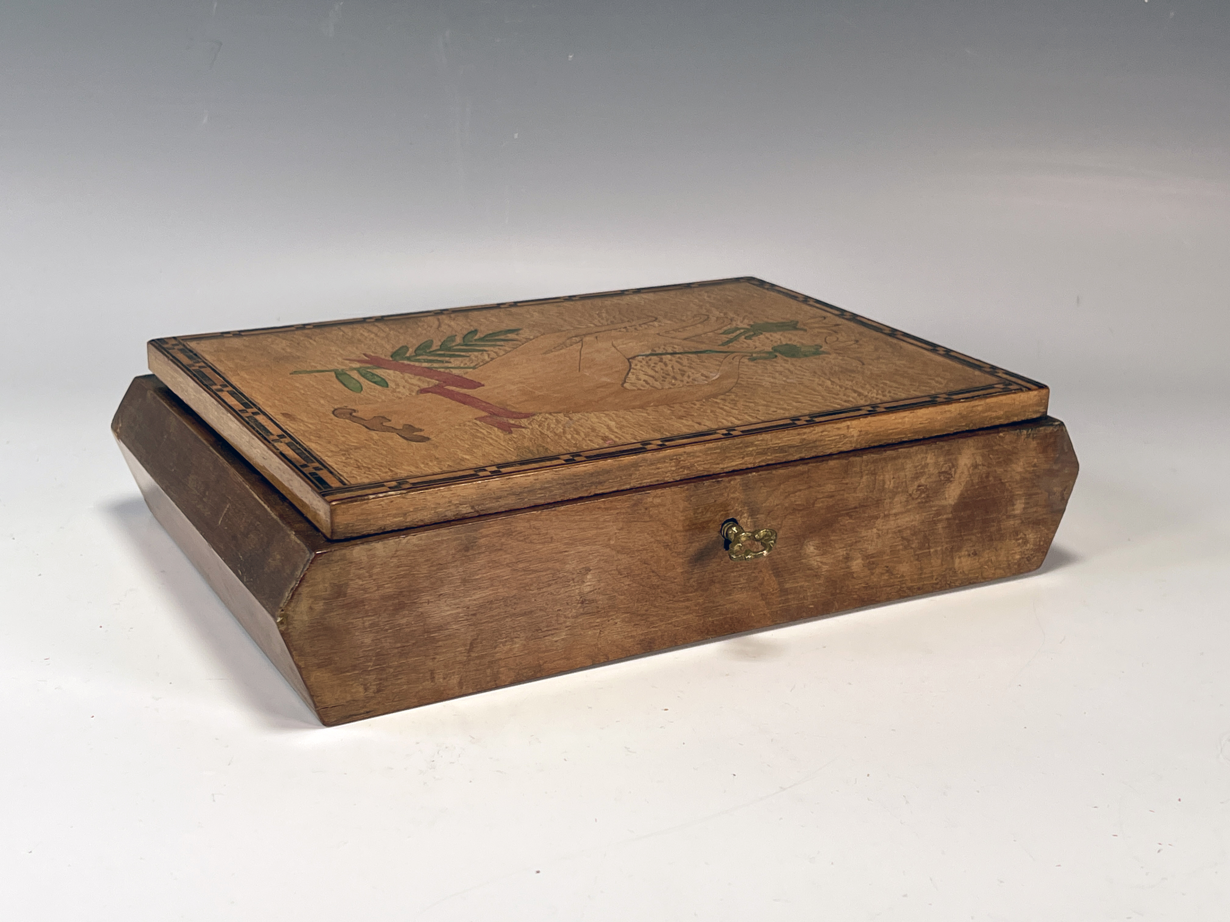 Hand Inlaid Wooden Jewelry Box Hands & Flowers image 2