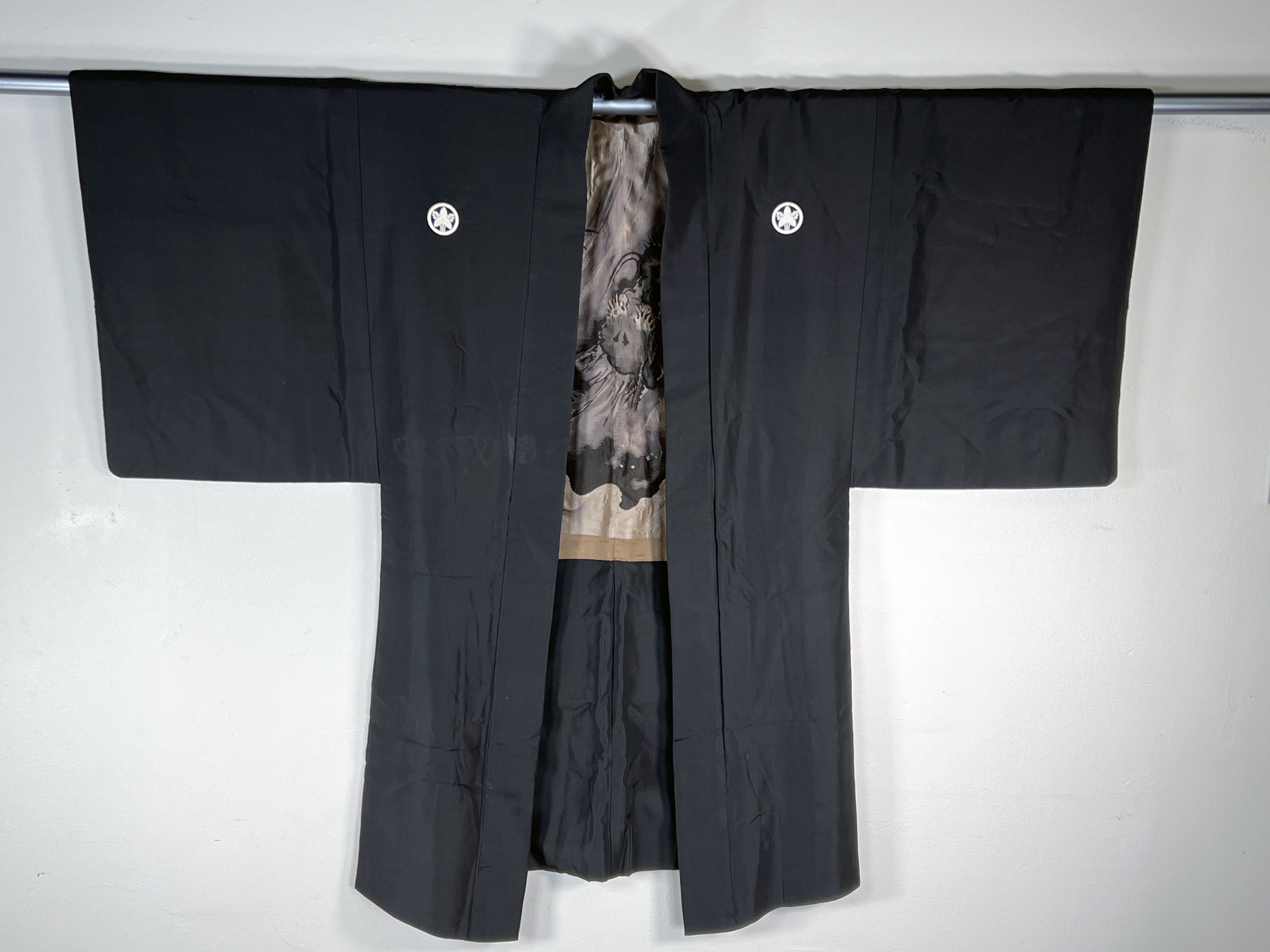 Vintage Black Haori Kimono With Dragon Lining image 1