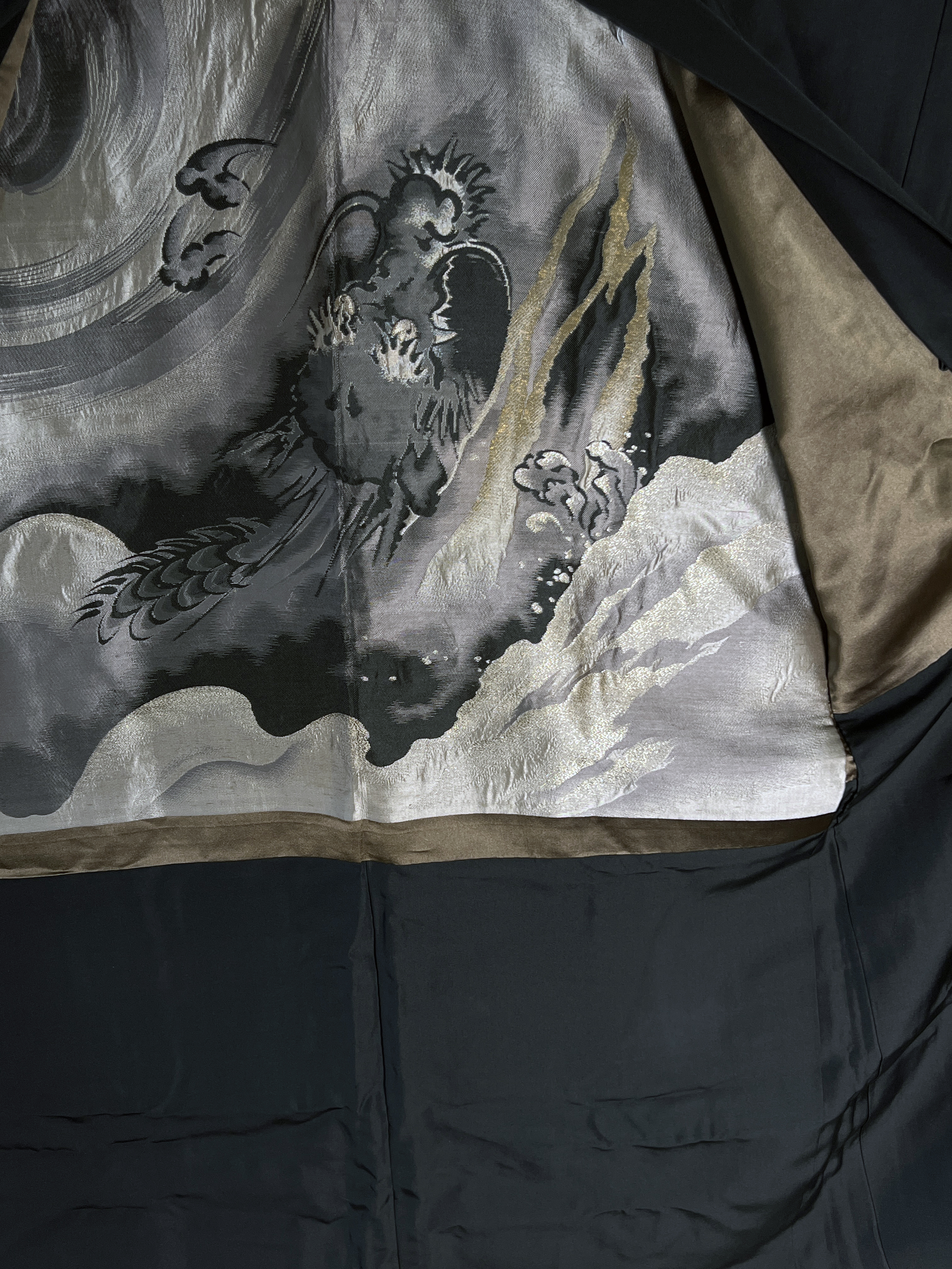 Vintage Black Haori Kimono With Dragon Lining image 4