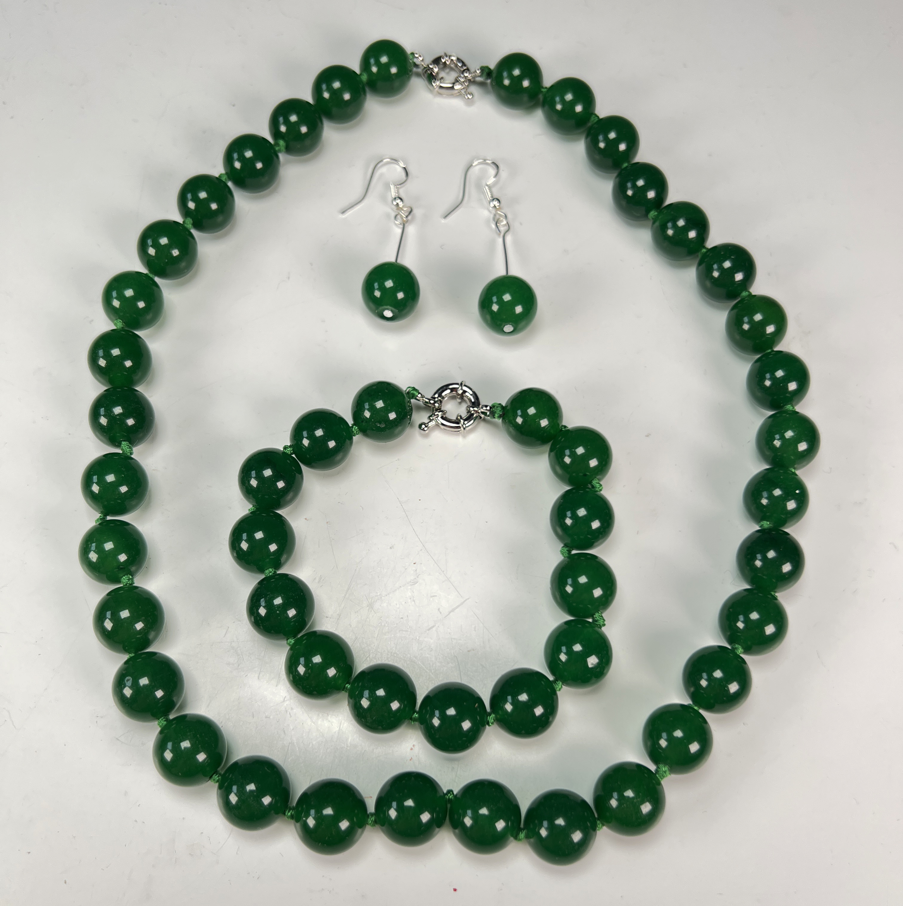 Emerald Green Colored Jade Jewelry Set image 2