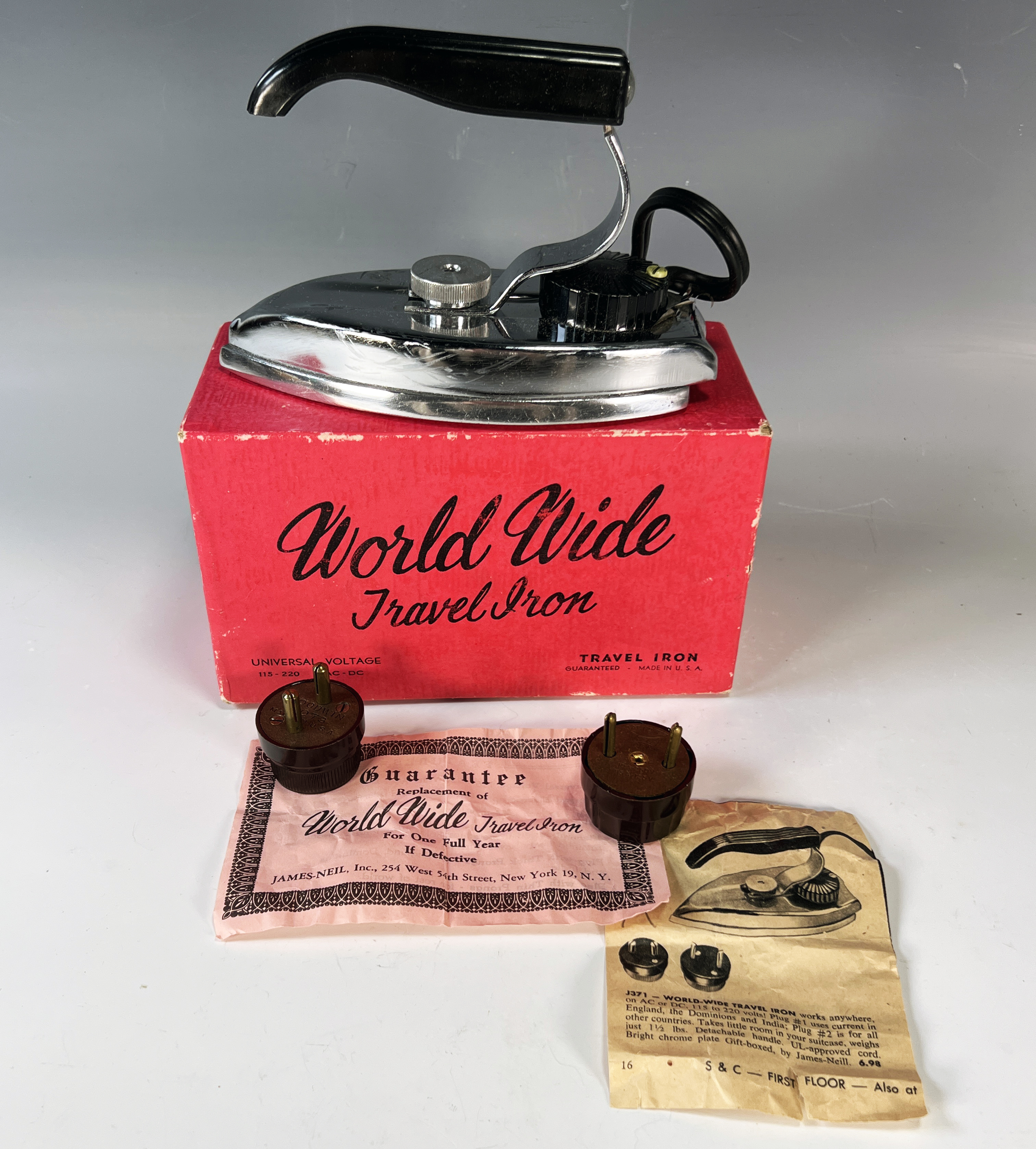 Vintage World Wide Travel Iron In Box image 1