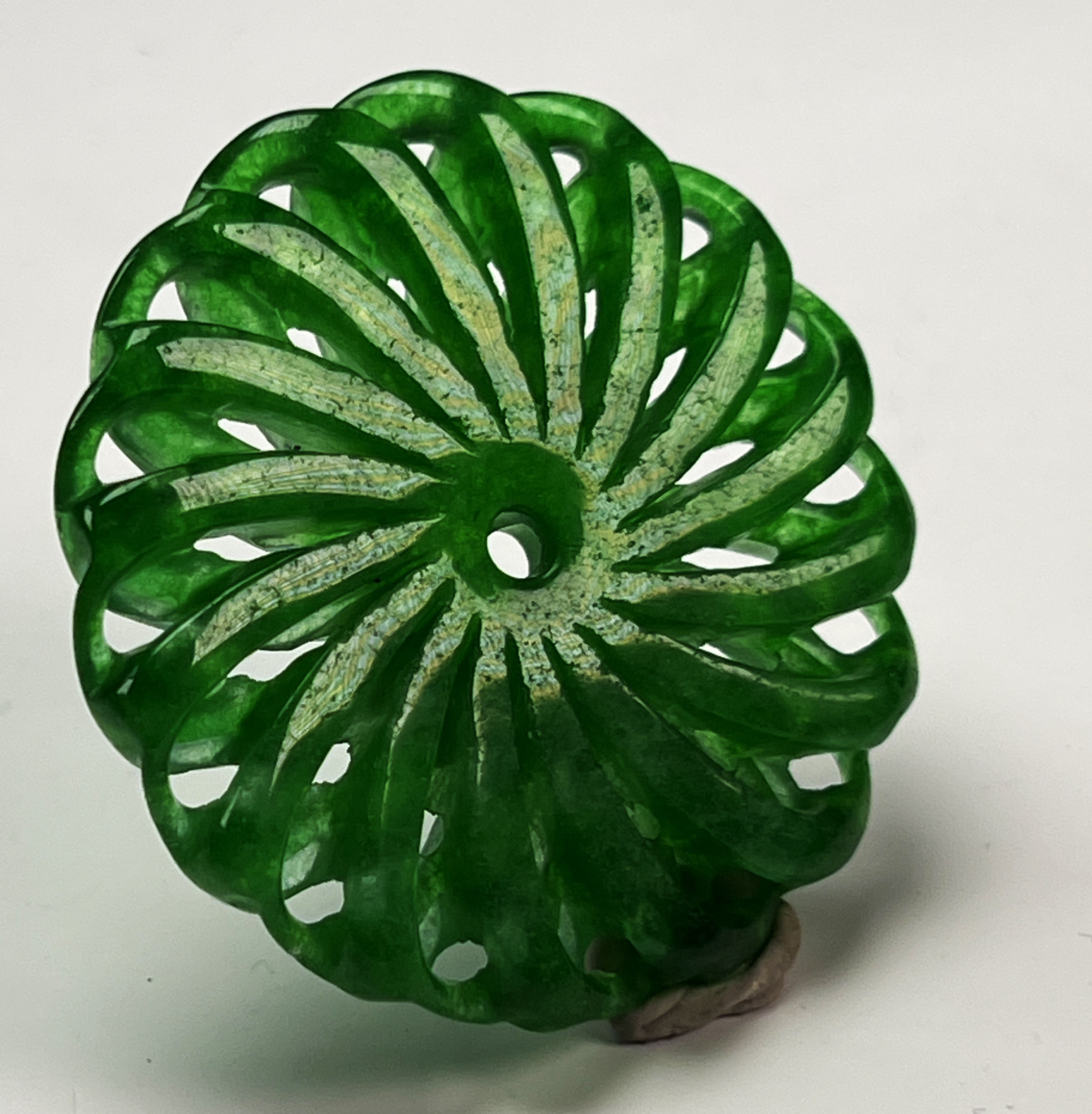 Intricate Green Jade Carved Medallion image 2