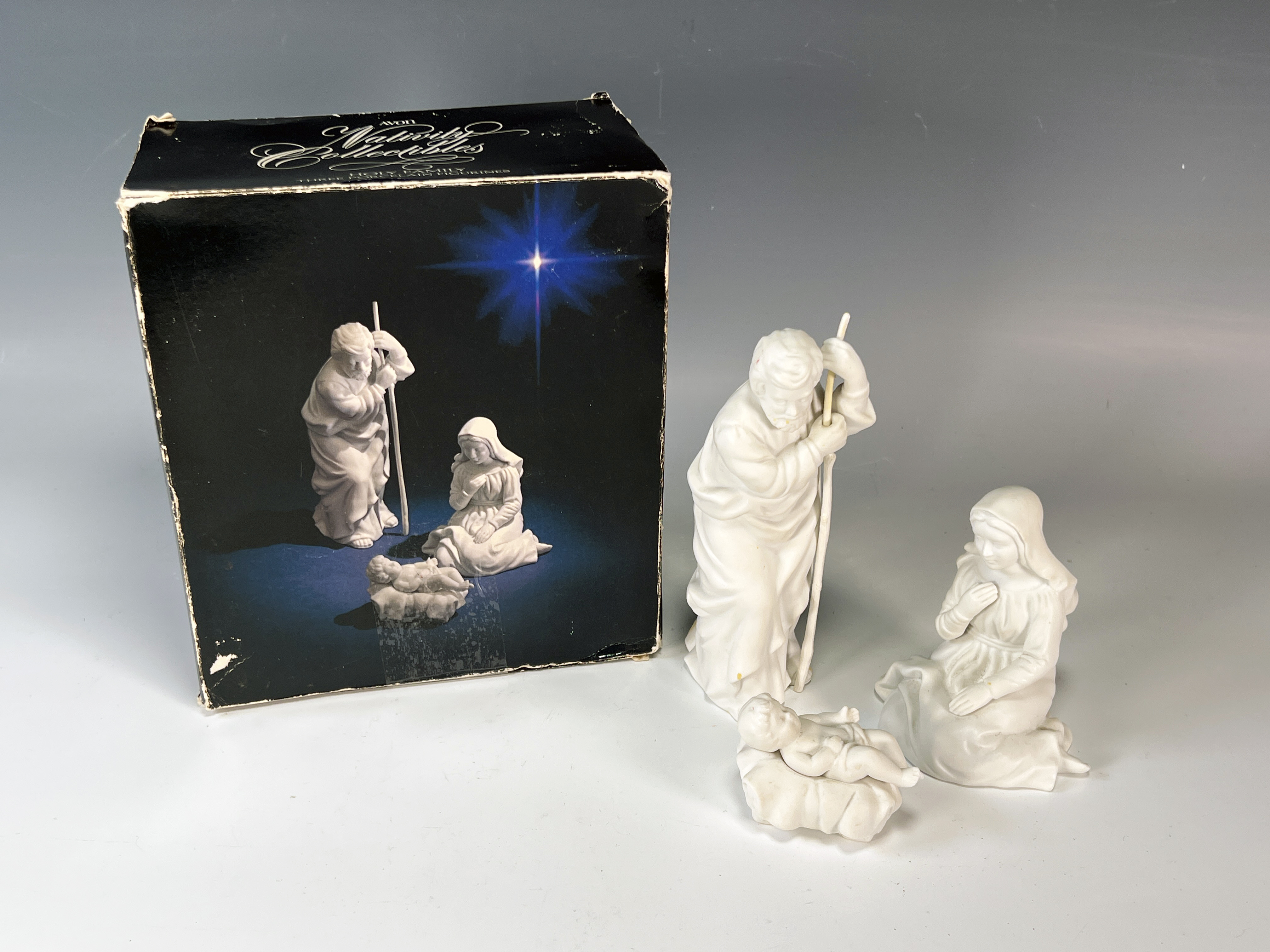Avon Nativity Collectibles Holy Family Porcelain Figures In Box image 1