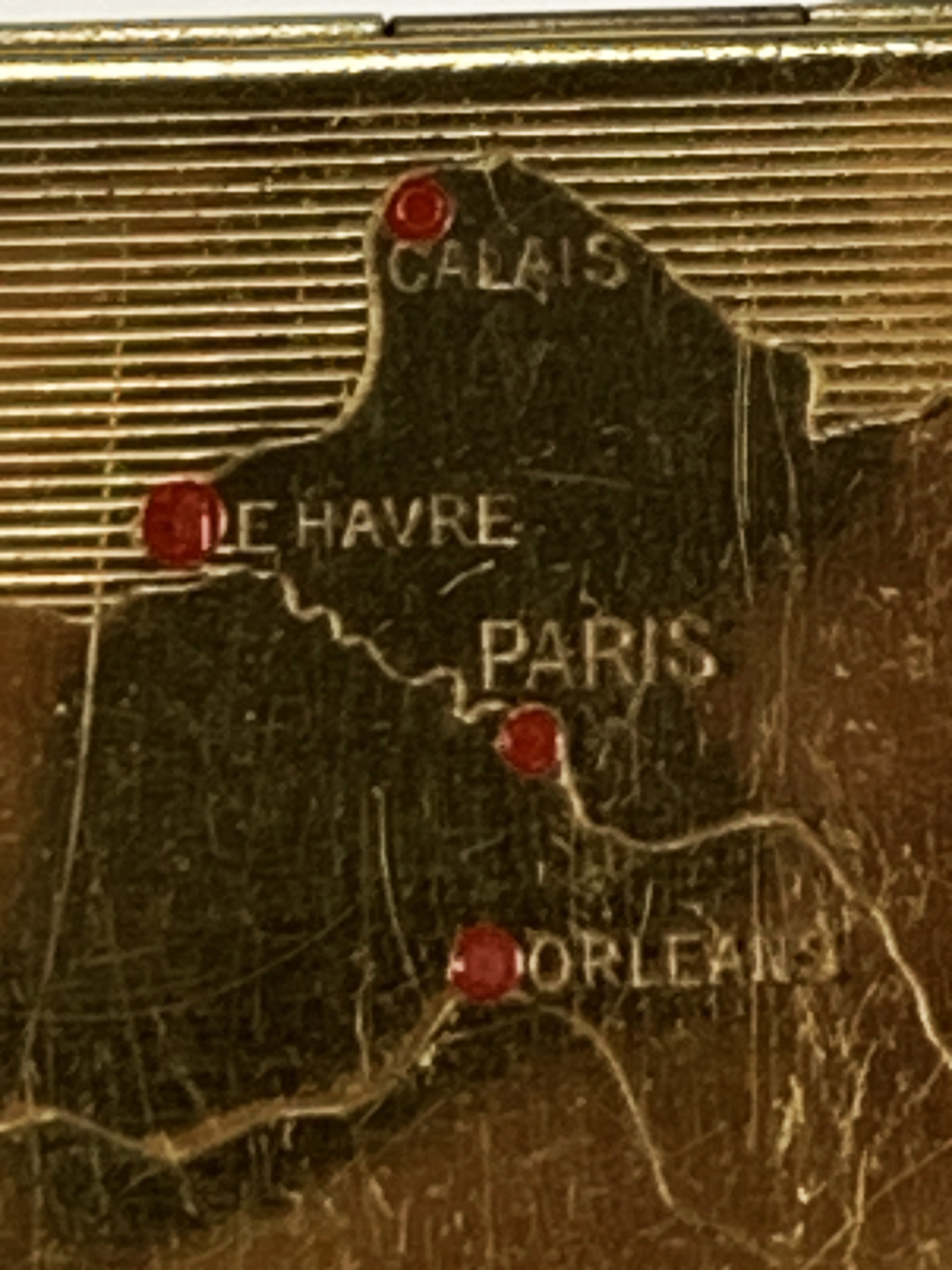 Elegant Vintage Brass Compact With Map Of France Design image 6