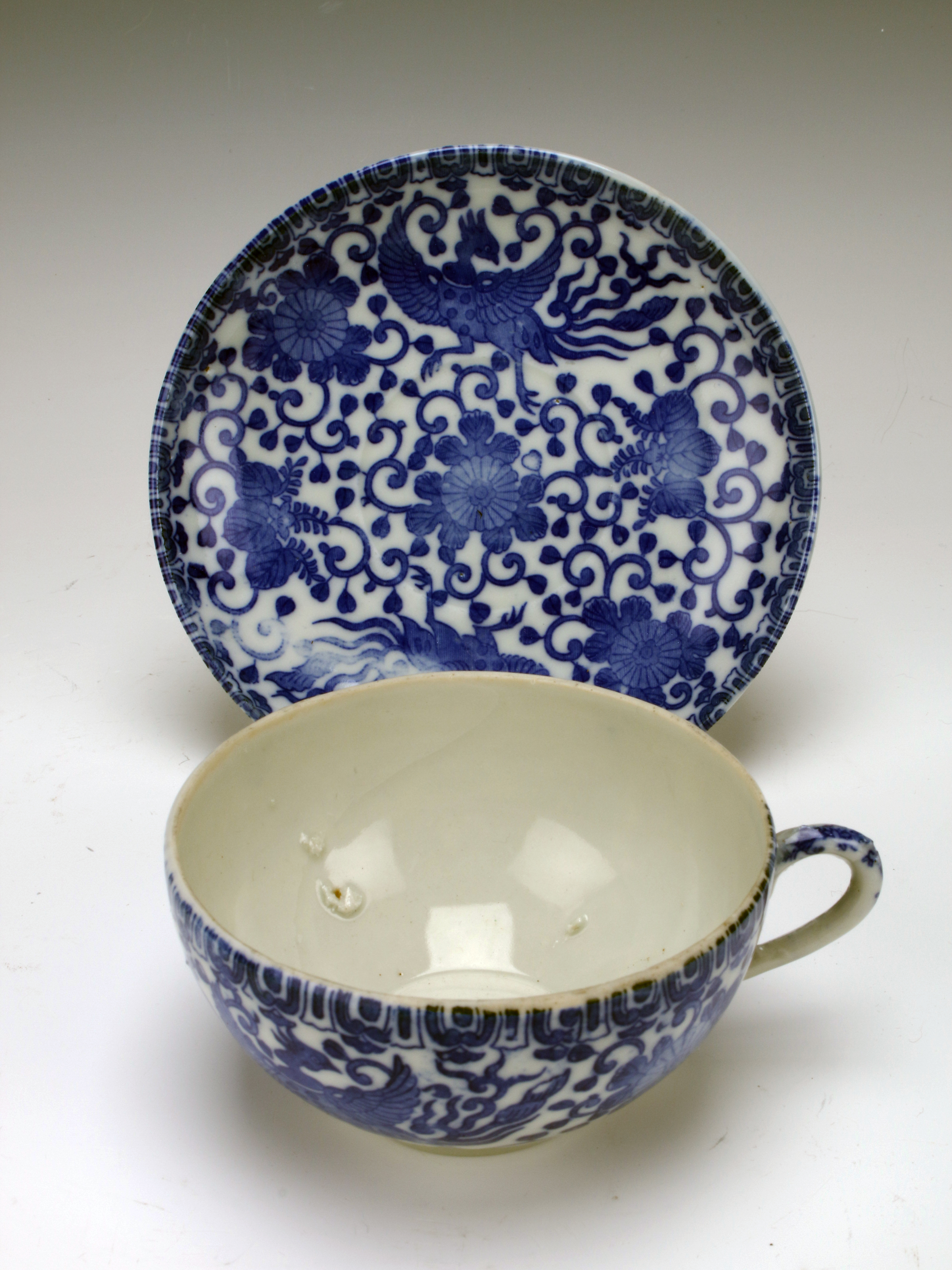 Elegant Japanese Blue & White Phoenix Porcelain Set image 2