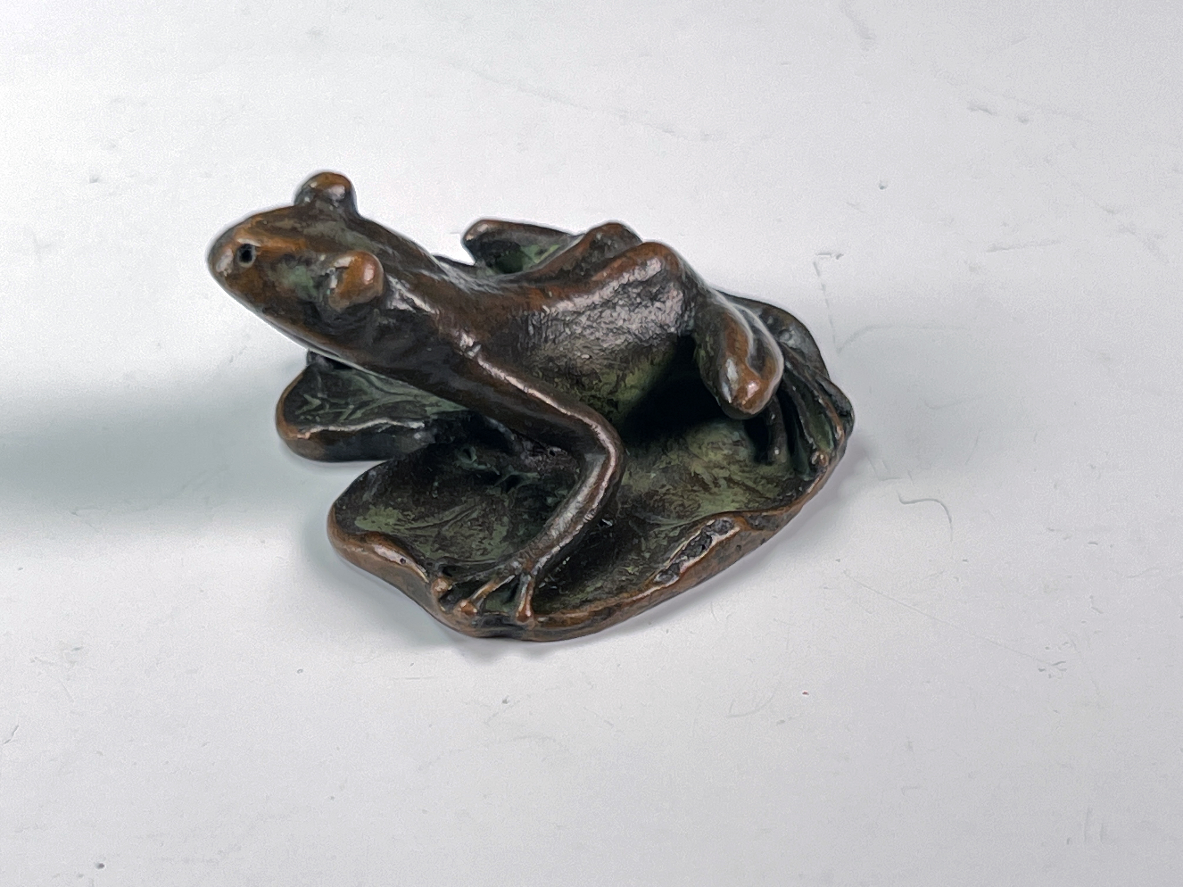 Enchanting Bronze CloisonnÃ© Frog On Lily Pad - Oriental Elegance image 3
