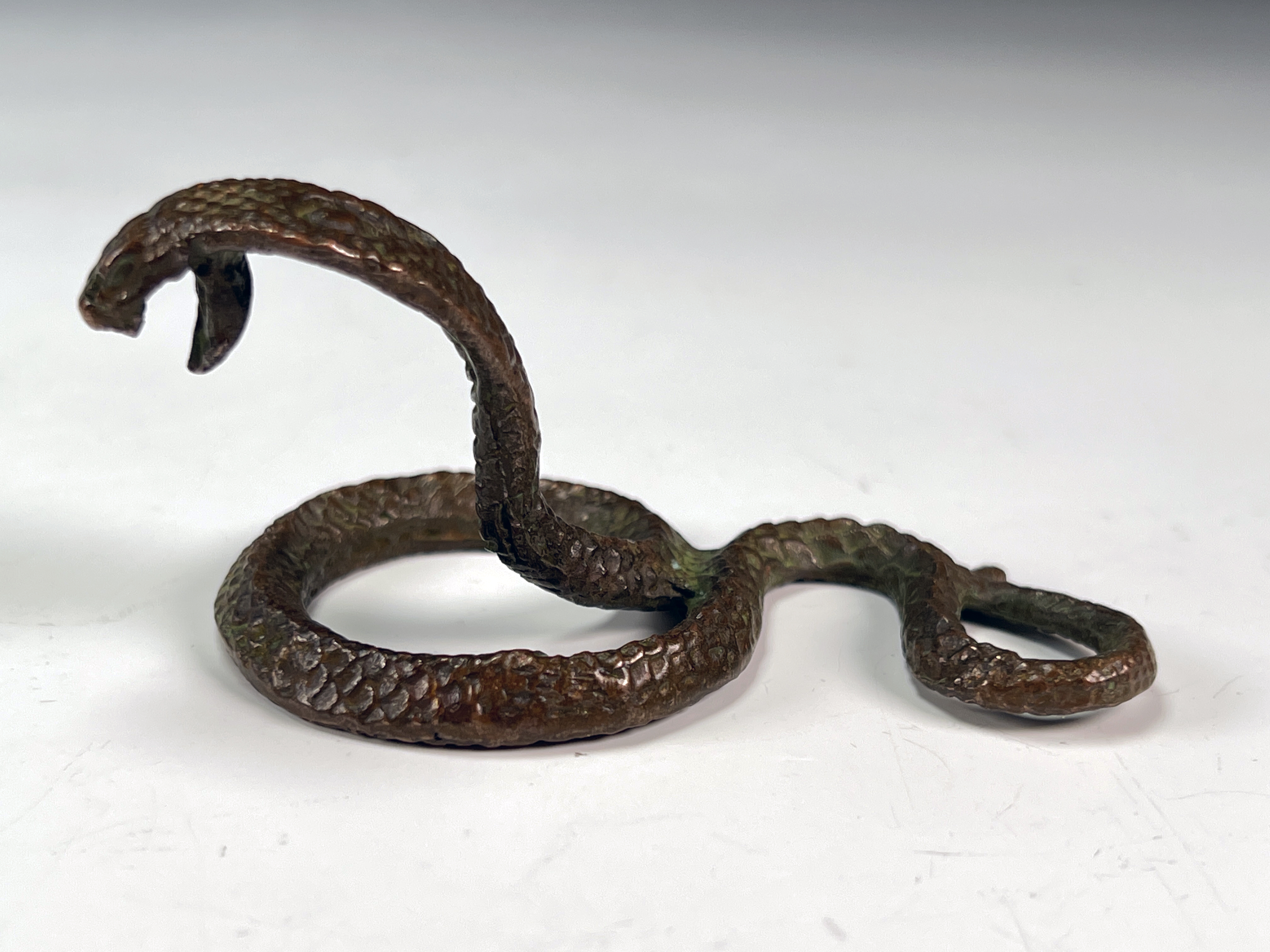 Intrepid Bronze CloisonnÃ© Serpent Sculpture image 1