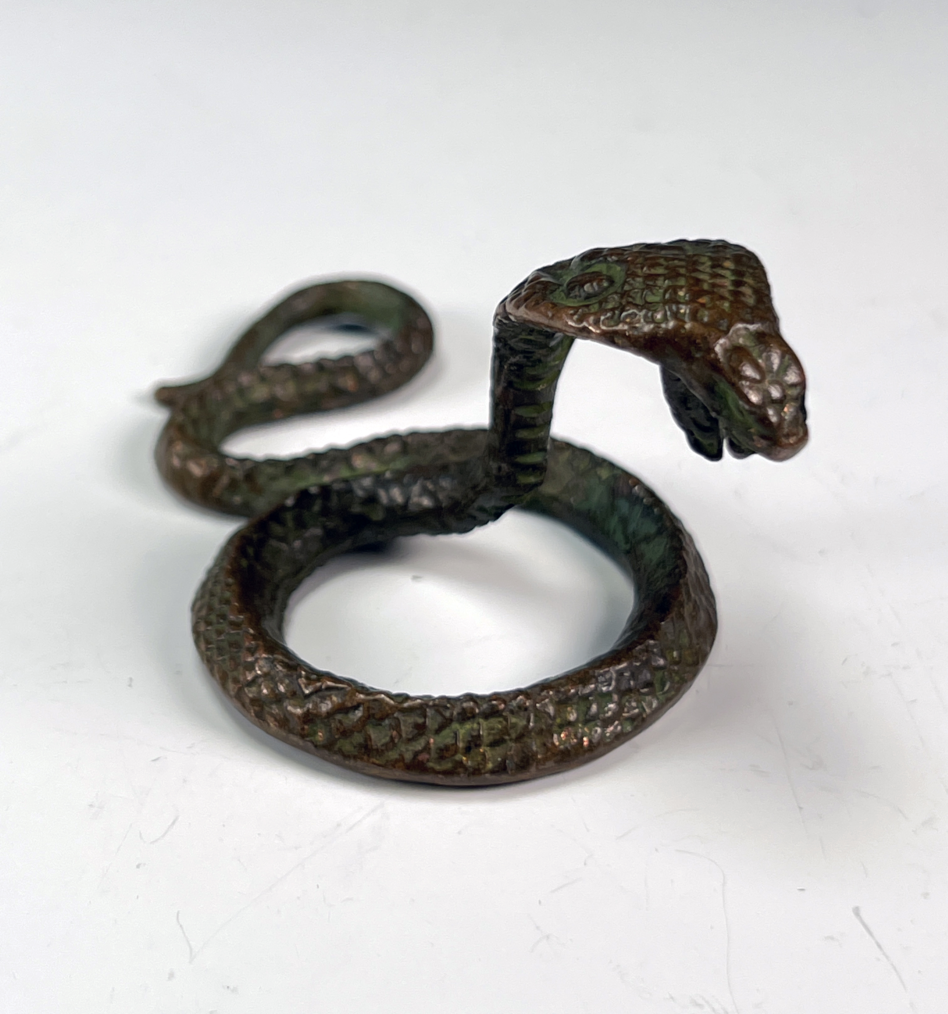 Intrepid Bronze CloisonnÃ© Serpent Sculpture image 2