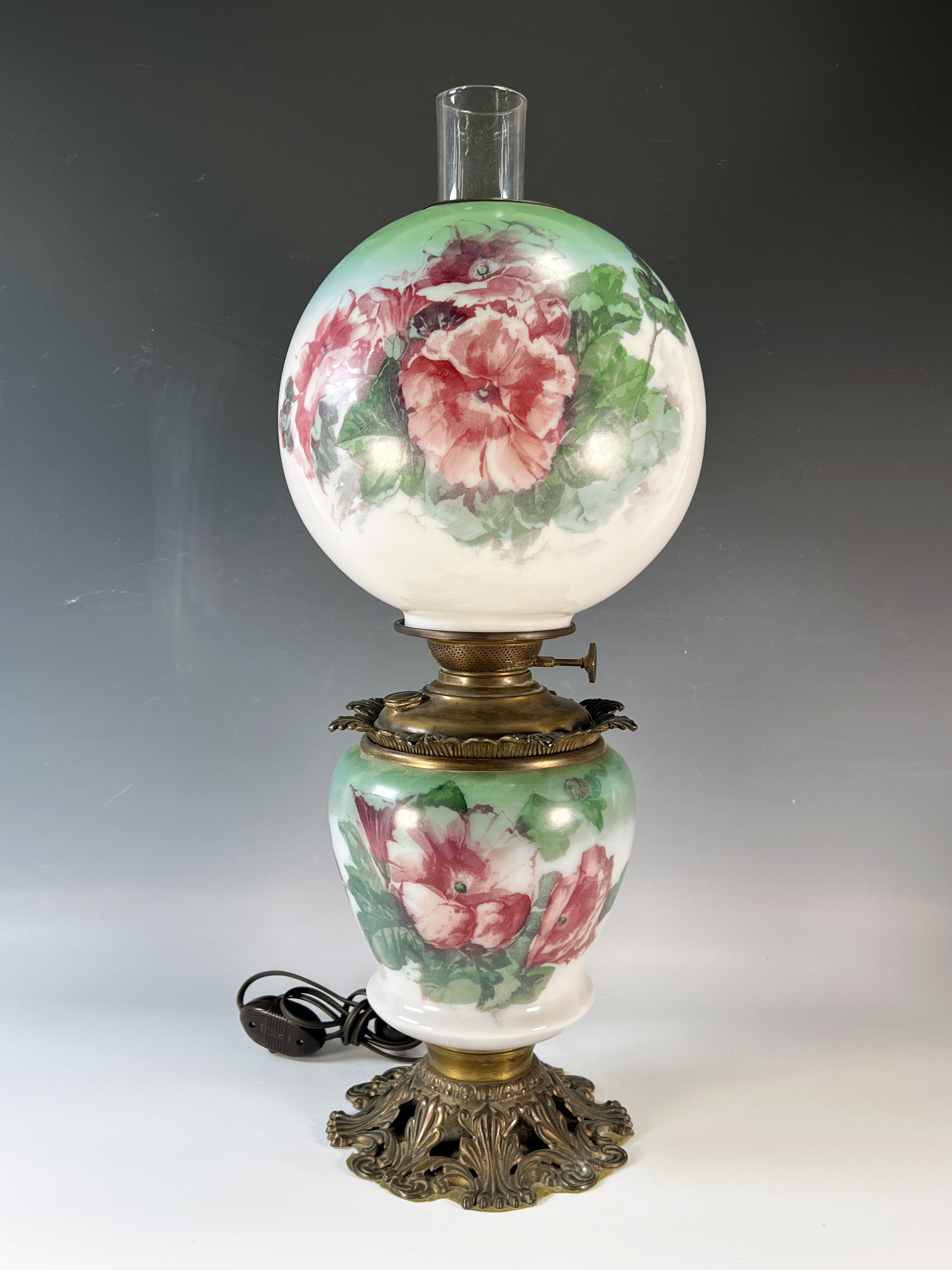 Converted Gone With The Wind Hurricane Lamp image 1