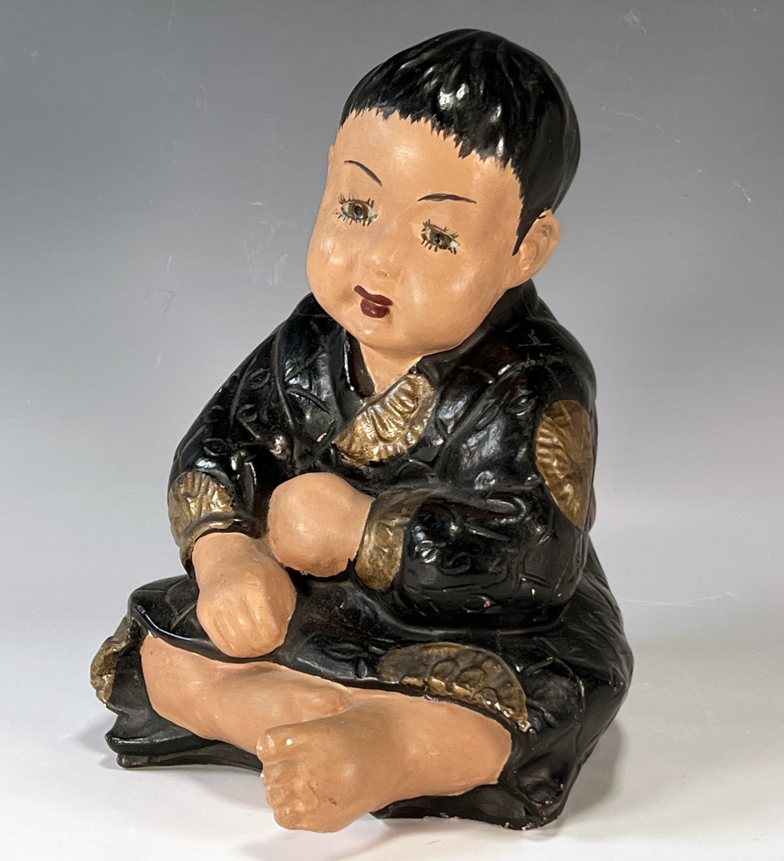 Asian Style Chalkware Child In Robe image 1