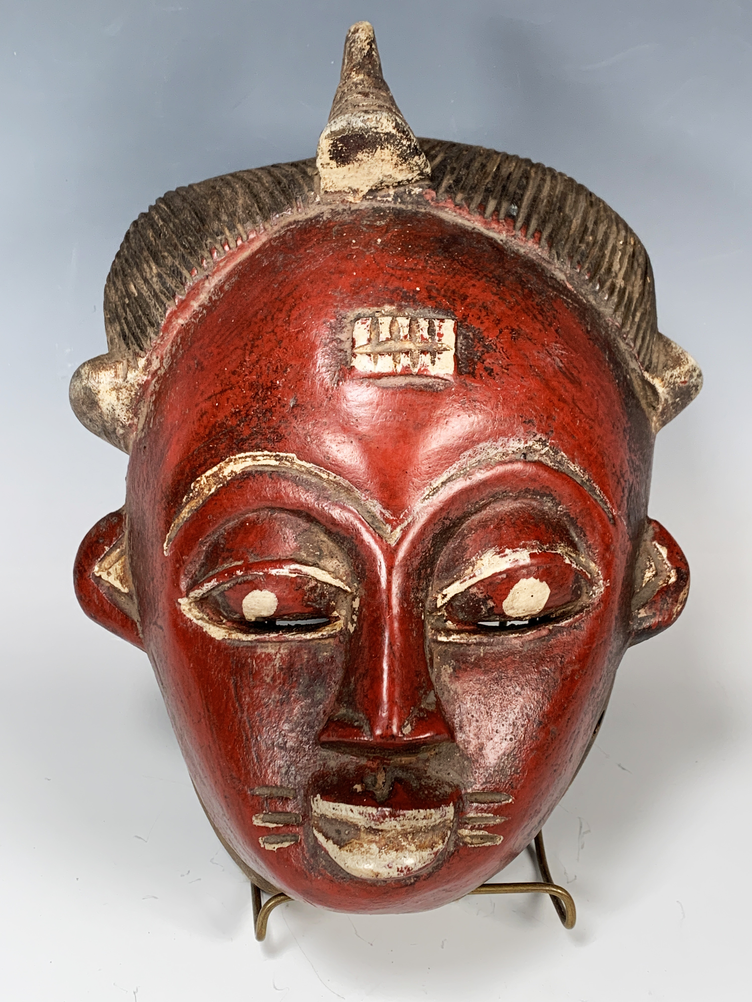 Yaure Mask Red Faces With Oil Paint Ivory Coast West Africa image 1