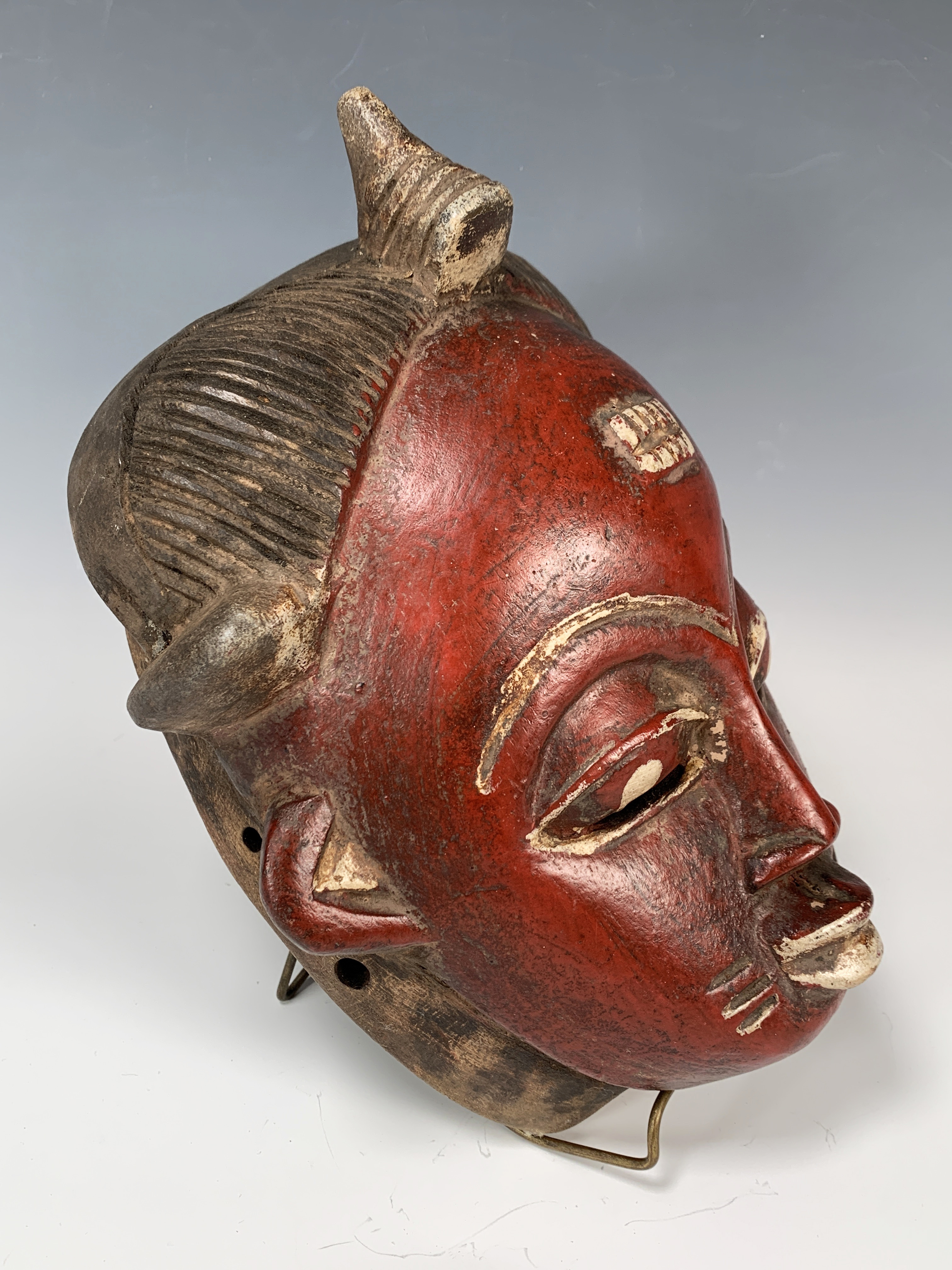 Yaure Mask Red Faces With Oil Paint Ivory Coast West Africa image 2