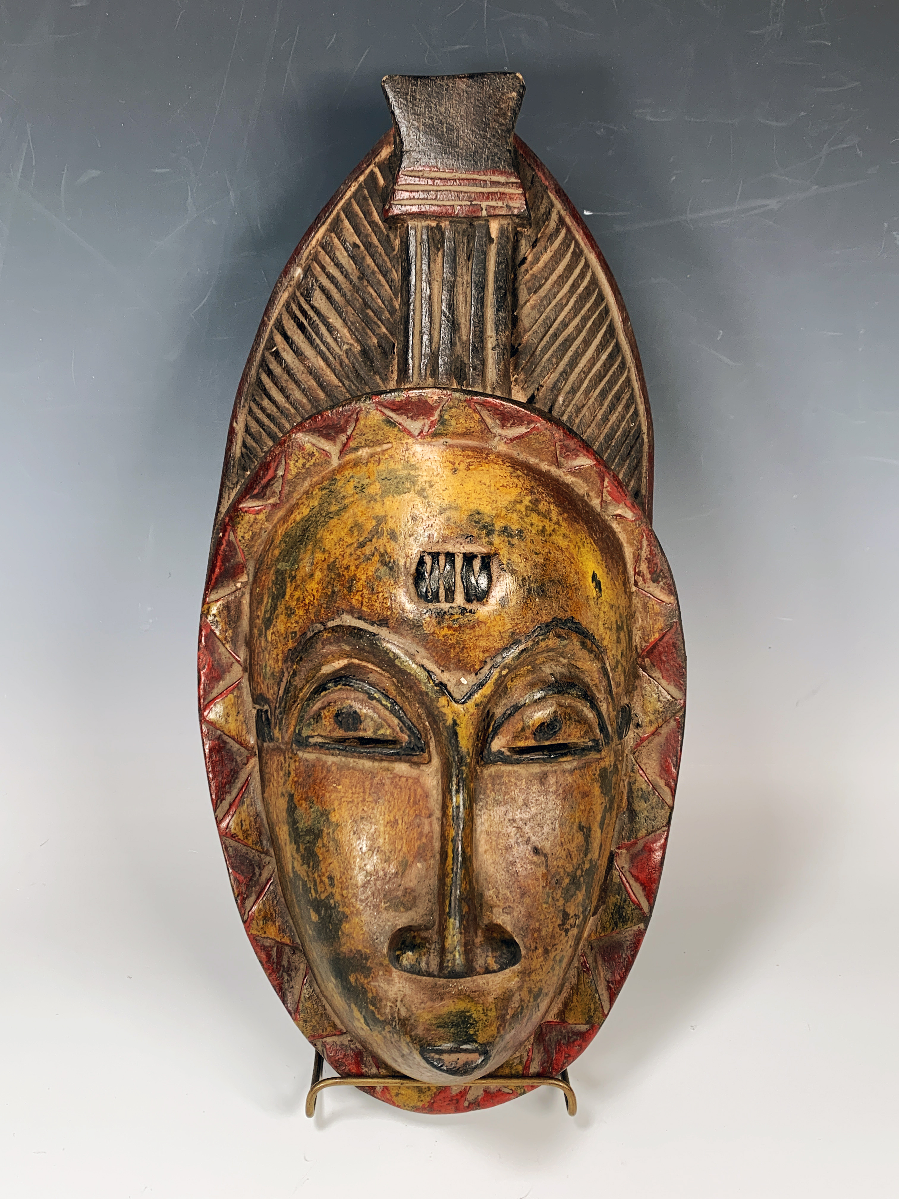 Yellow Mask Gouro With Oil Paint Ivory Coast West Africa image 1