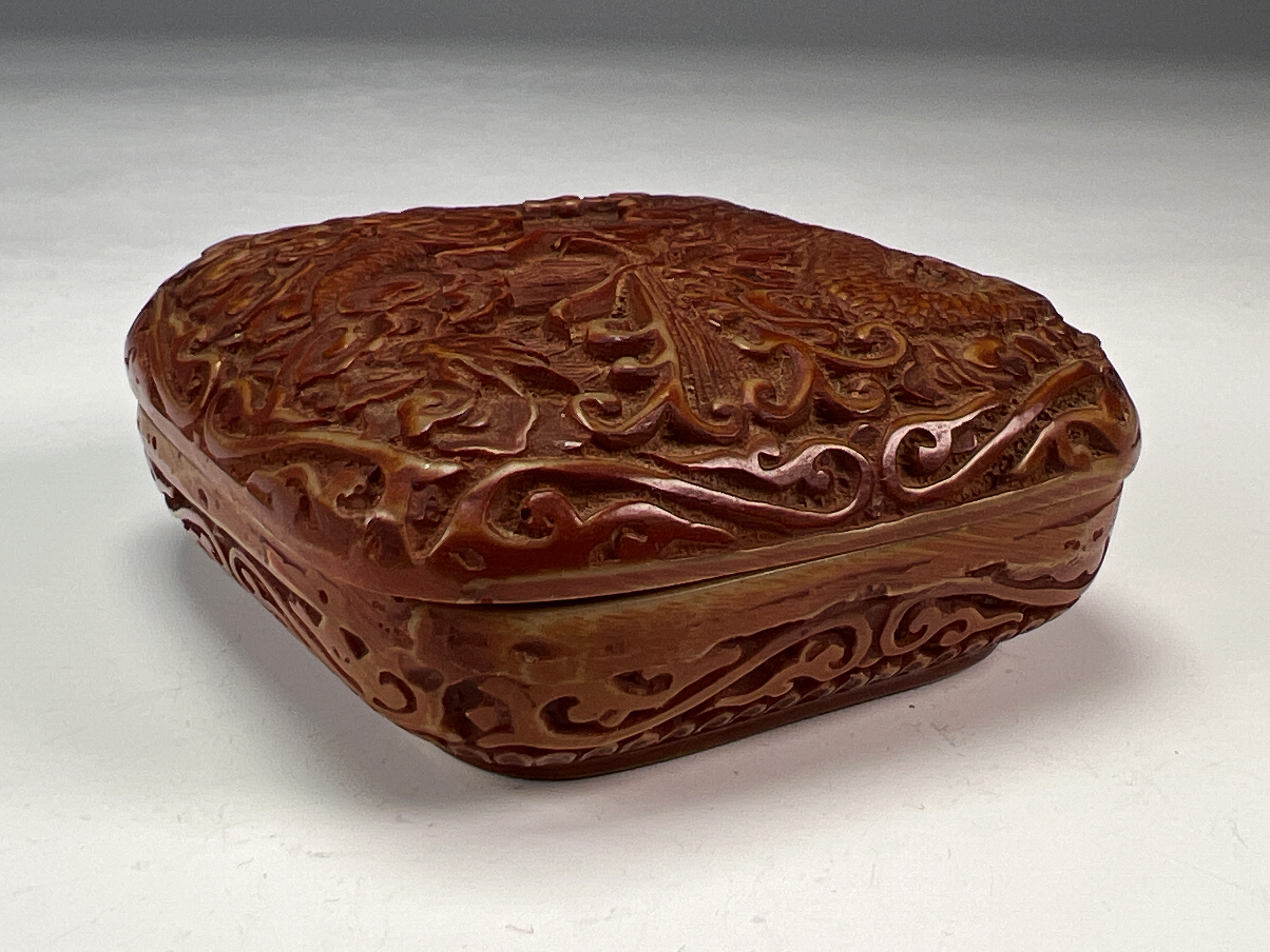 Ornate Cinnabar Carved Dragon Box image 2