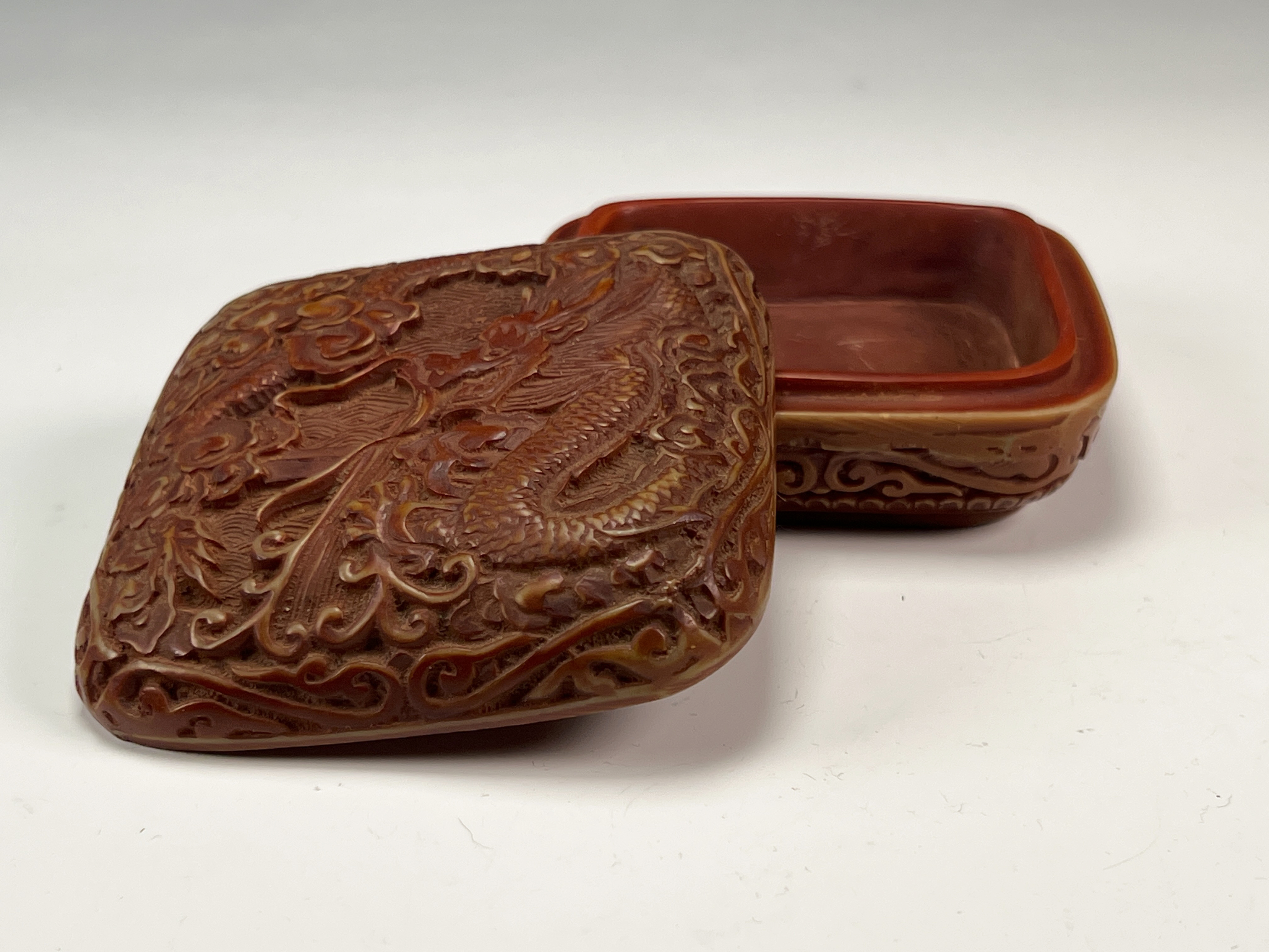 Ornate Cinnabar Carved Dragon Box image 3