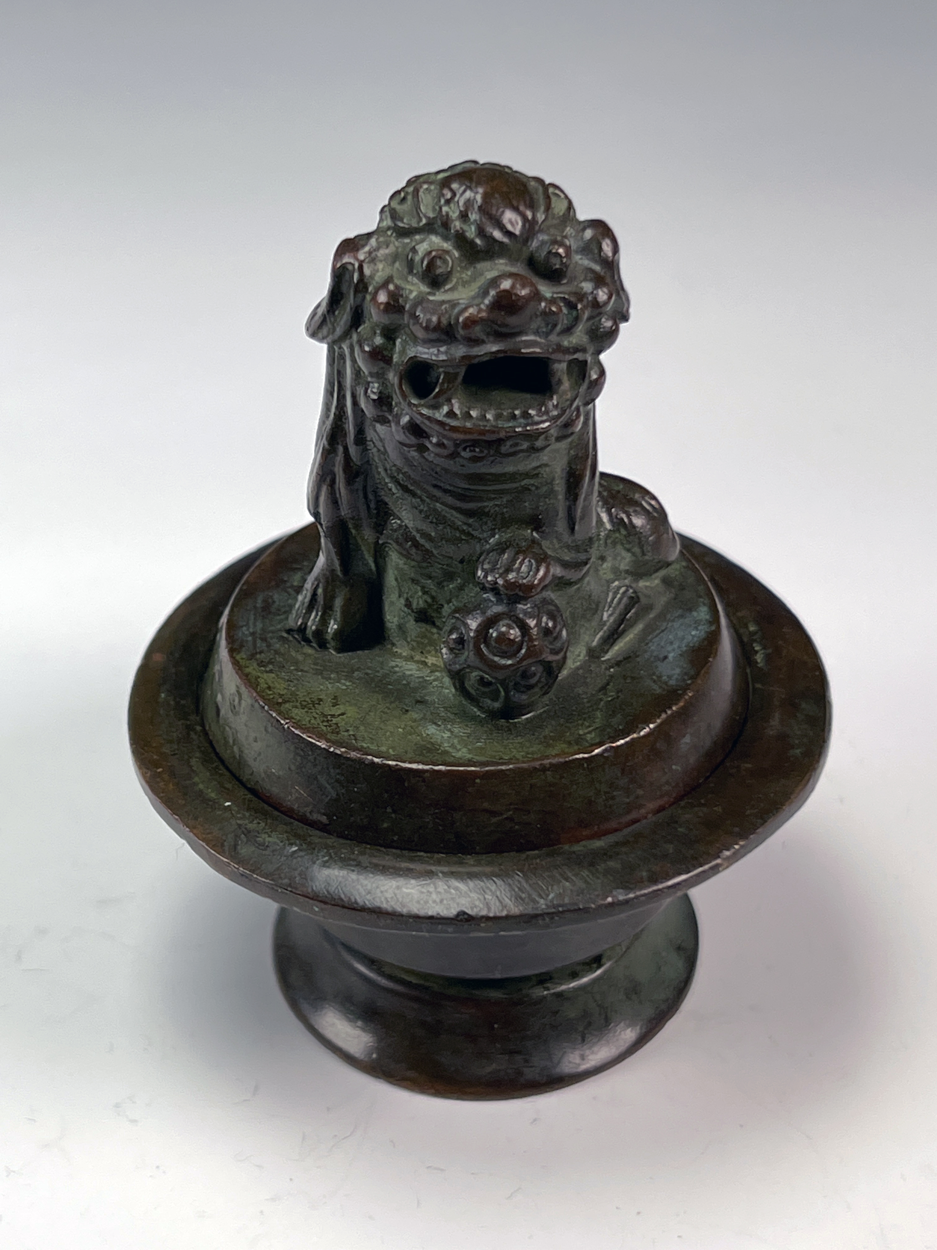 Antique-Style Bronze Foo Dog Incense Burner image 1