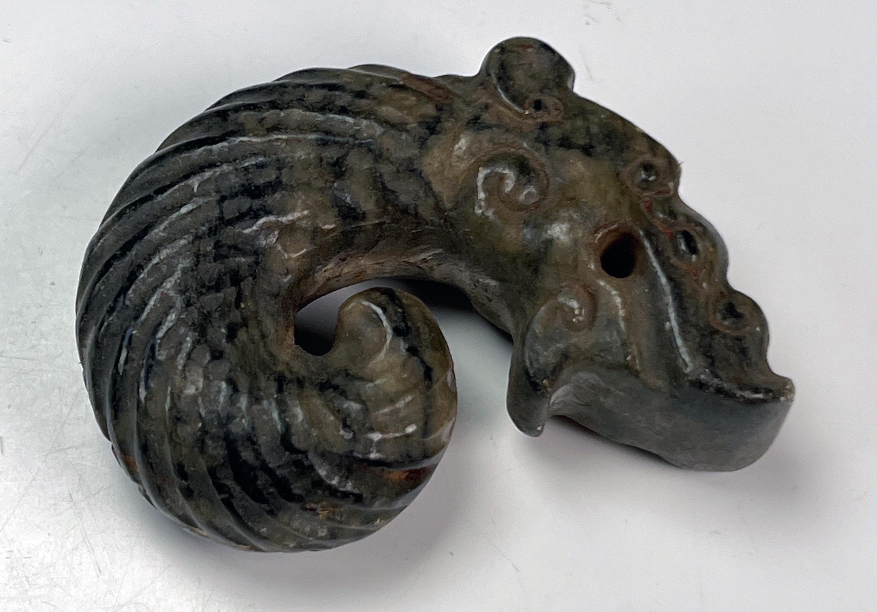 Archaic Stone Dragon Carving Amulet image 3