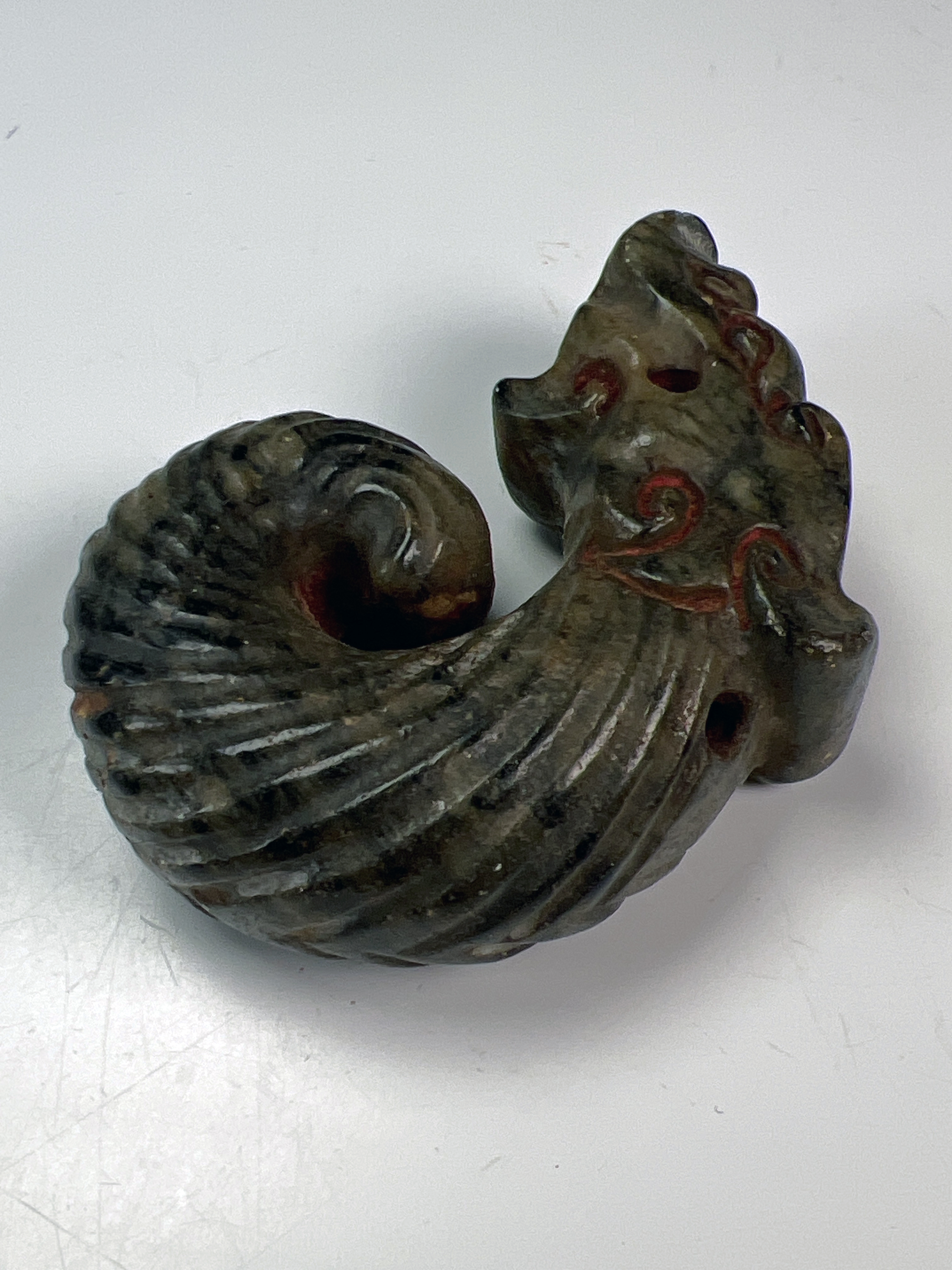 Archaic Stone Dragon Carving Amulet image 4