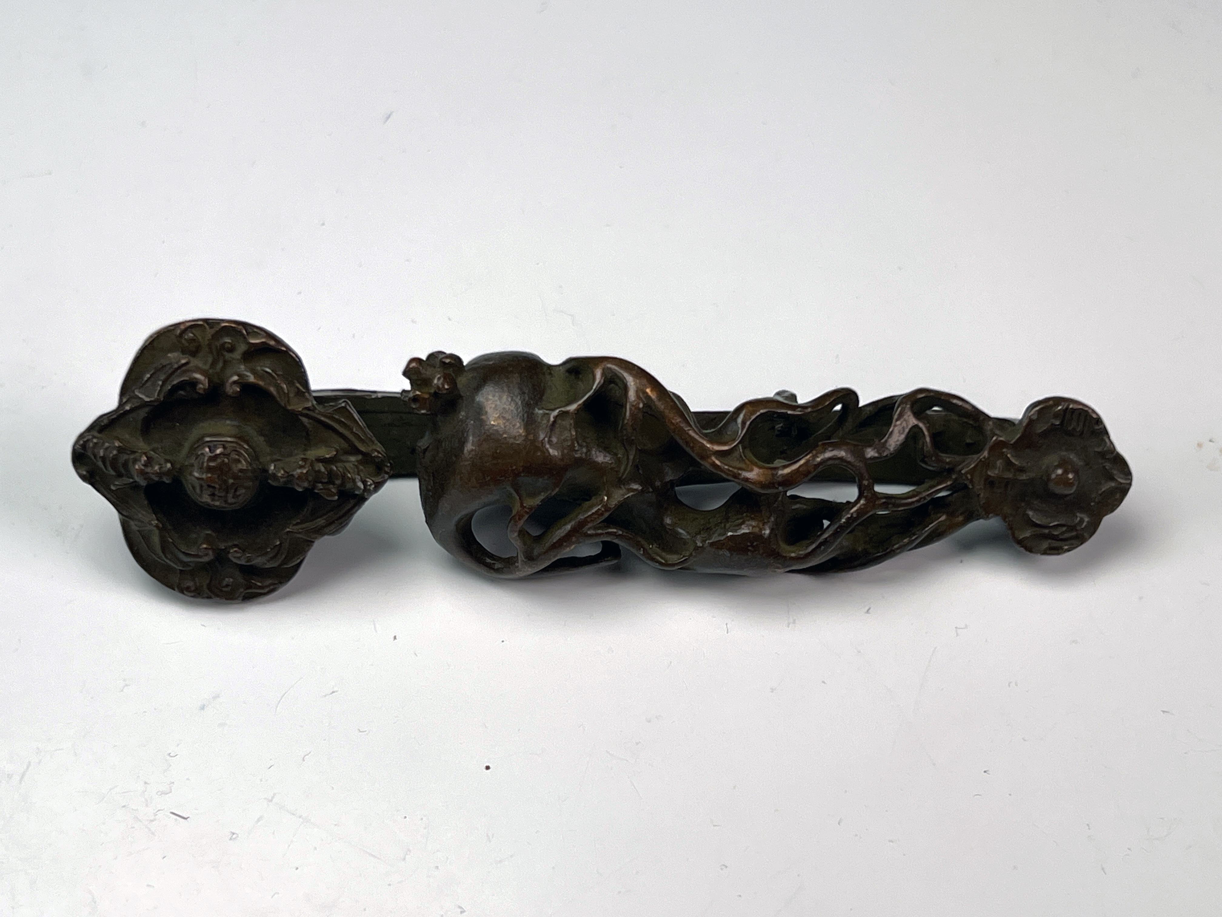 Antique Bronze Ruyi Scepter With Serpentine Design image 1