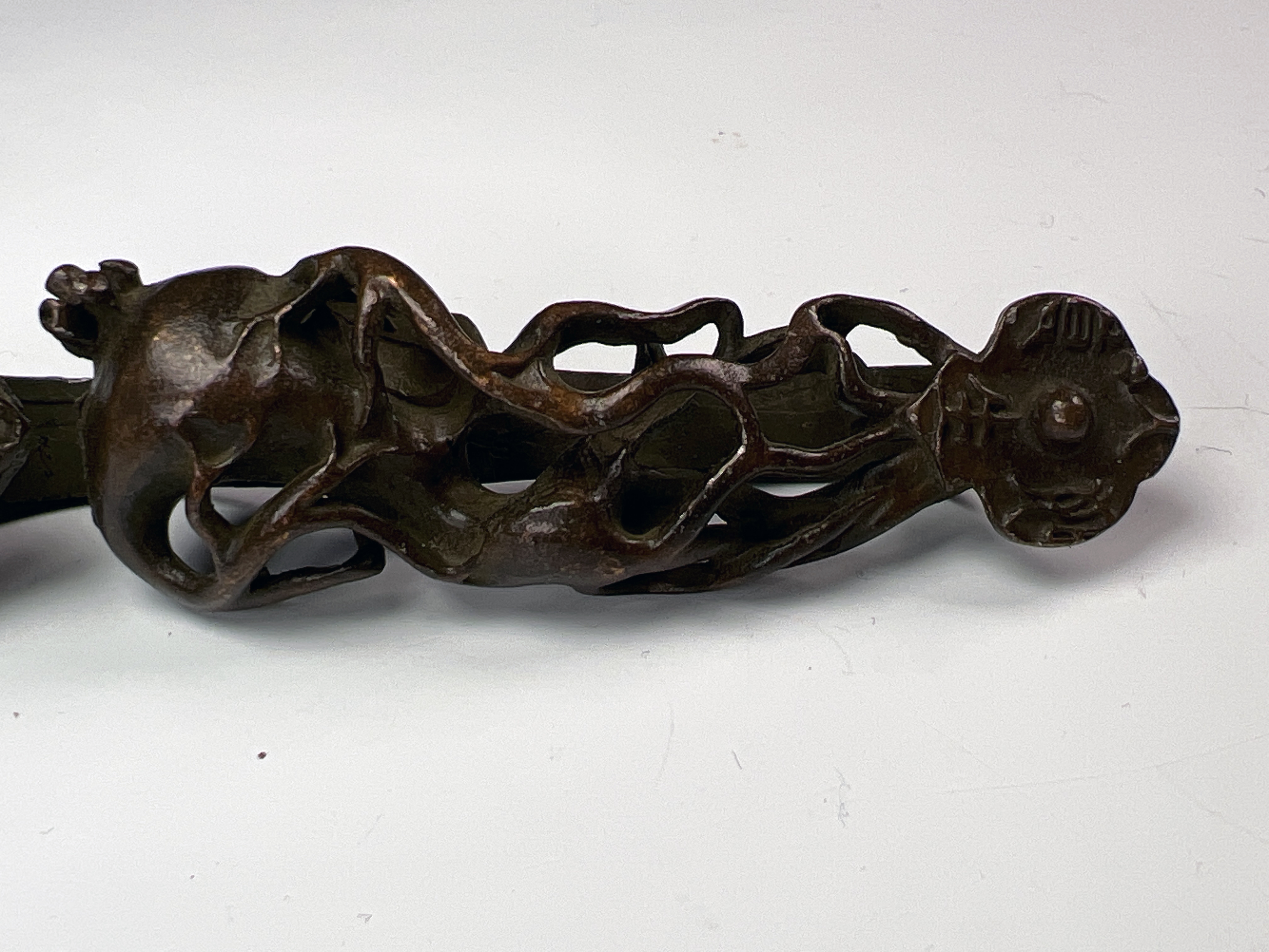Antique Bronze Ruyi Scepter With Serpentine Design image 3