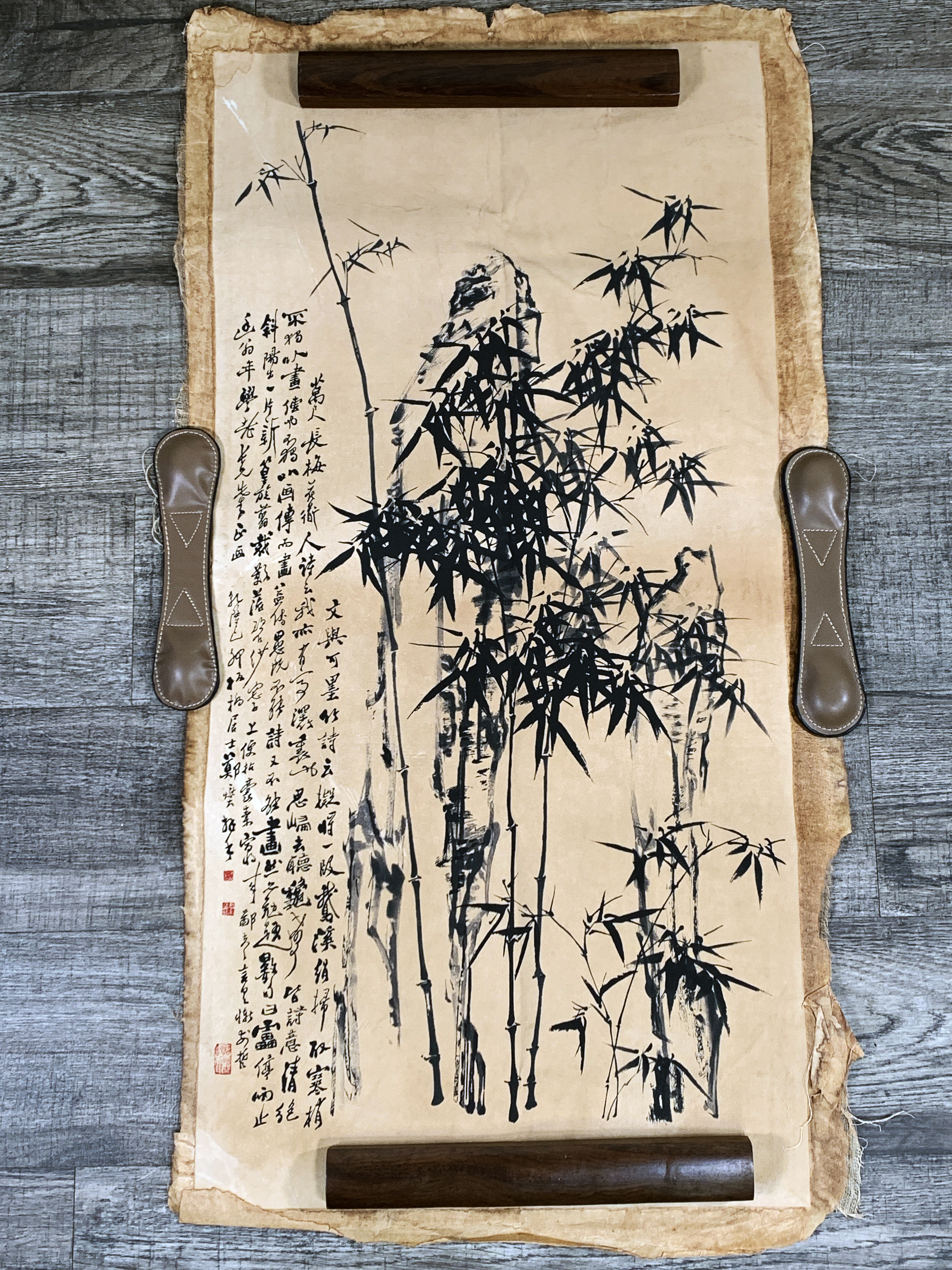 Serene Bamboo Grove Antique Chinese Scroll image 1
