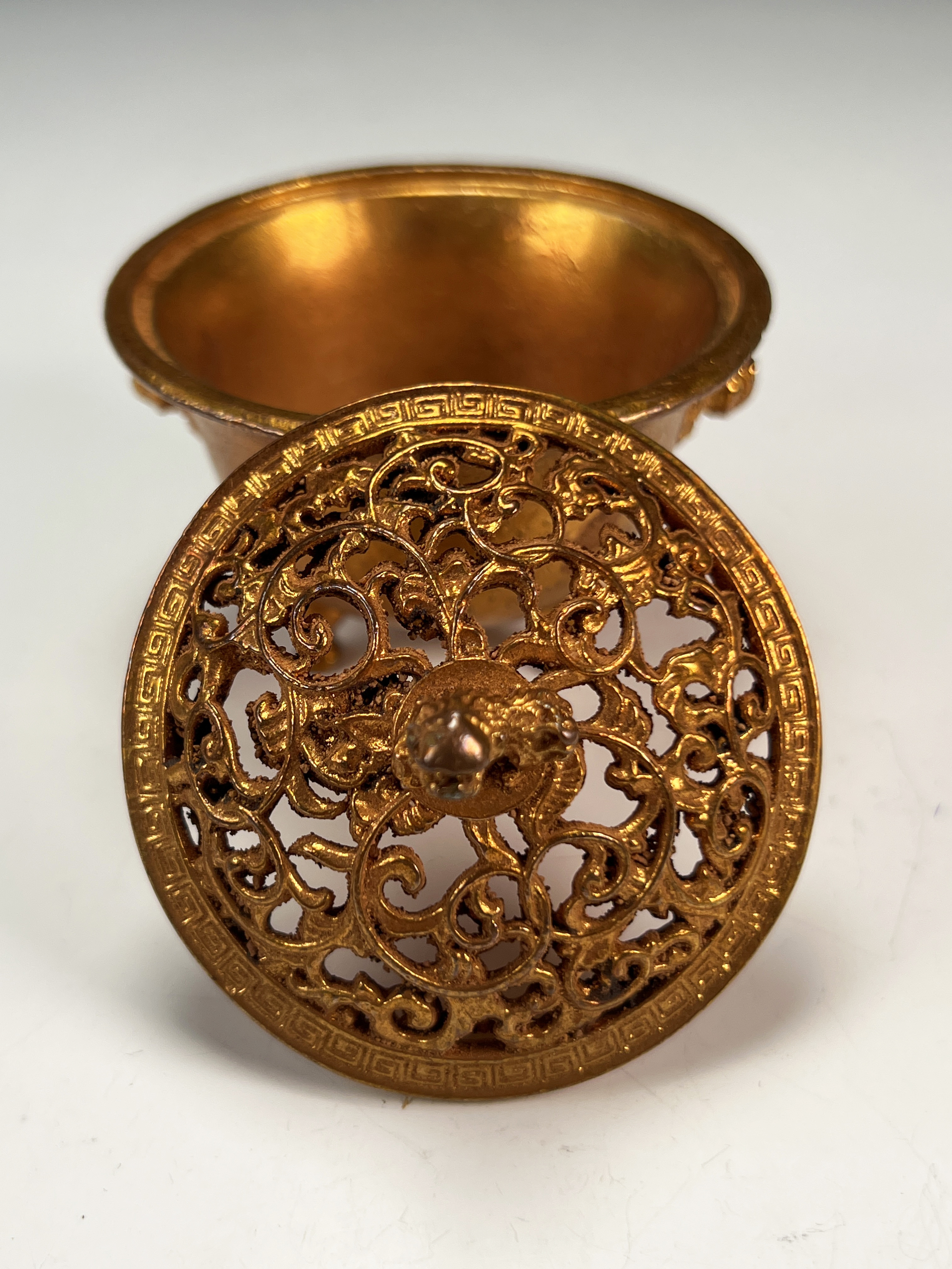 Ornate Gold-Gilt Bronze Censer With Ming Mark image 2