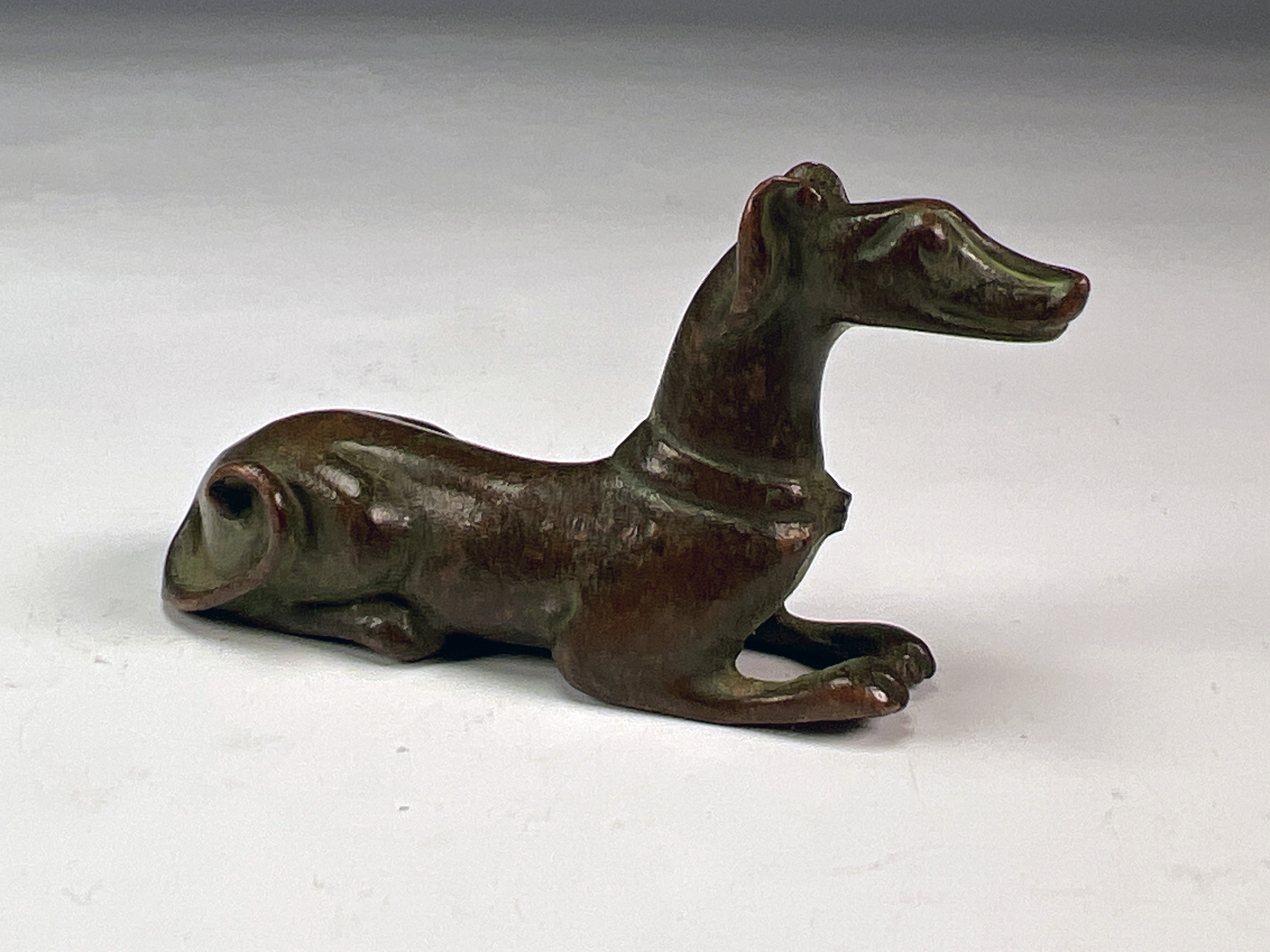 Chinese Bronze Dog Sculpture In Miniature image 1