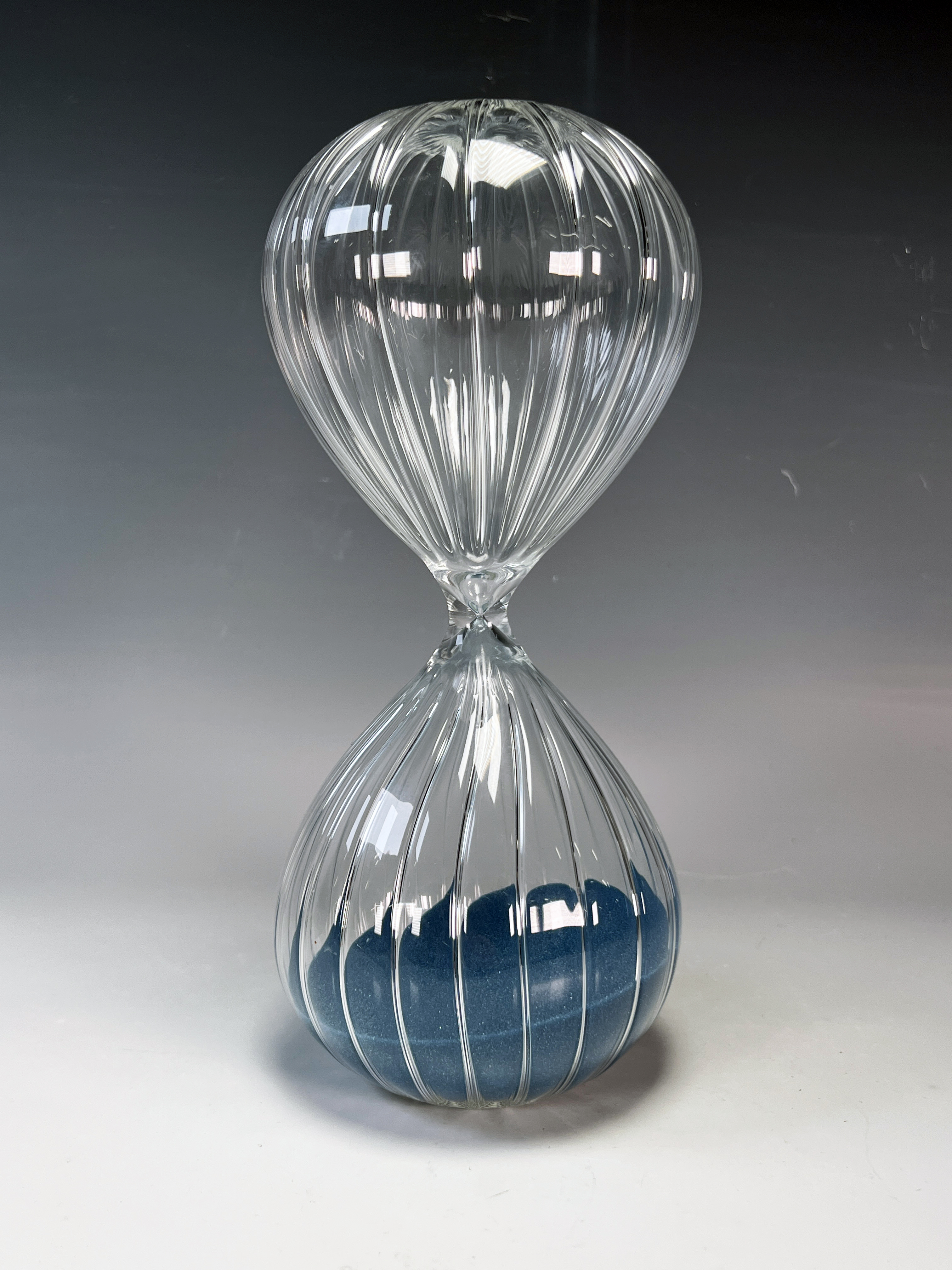 Glass Hour Glass With Blue Sand image 1