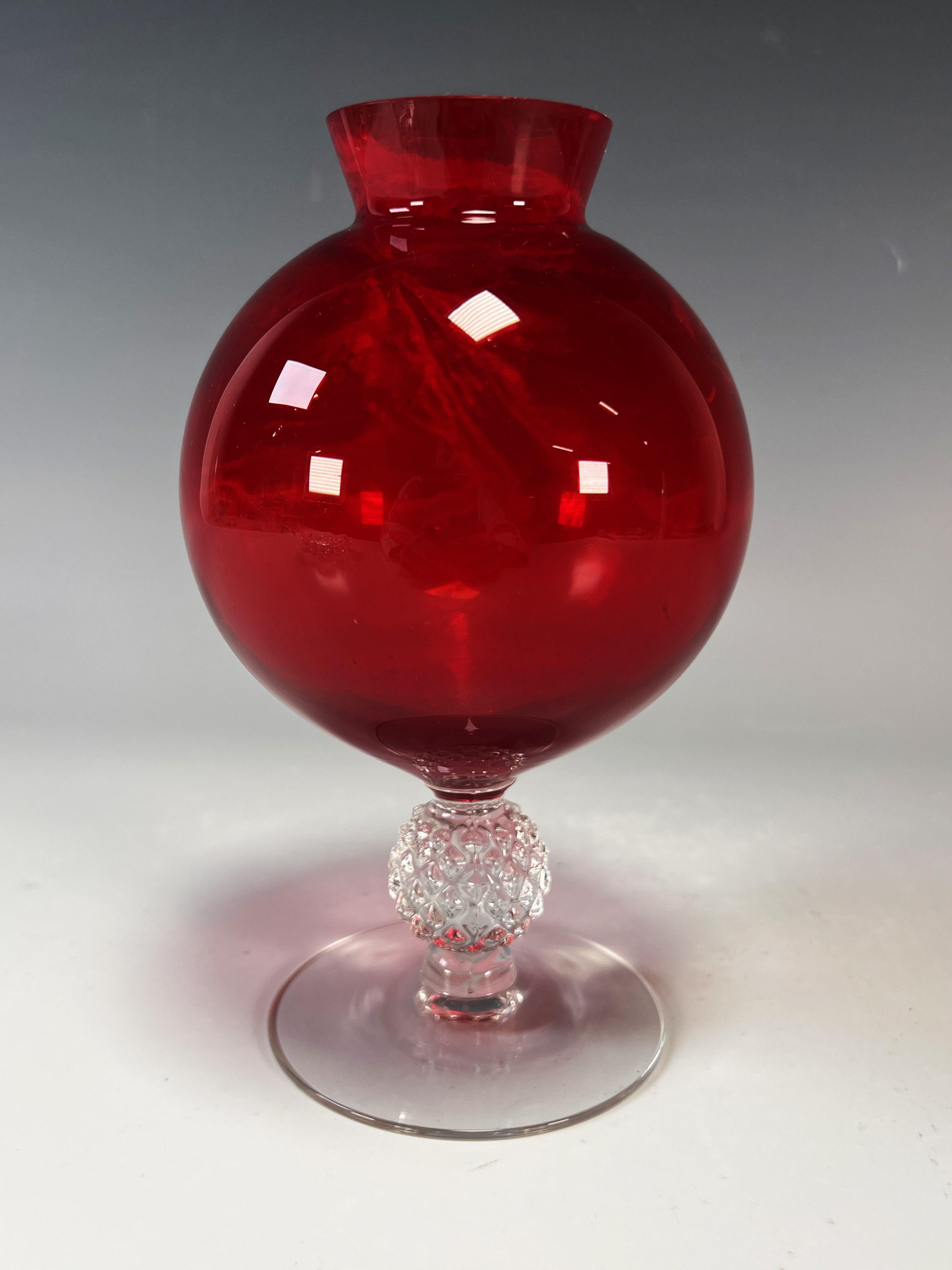 American Brilliant Cut Dish & Red Glass Vase image 3