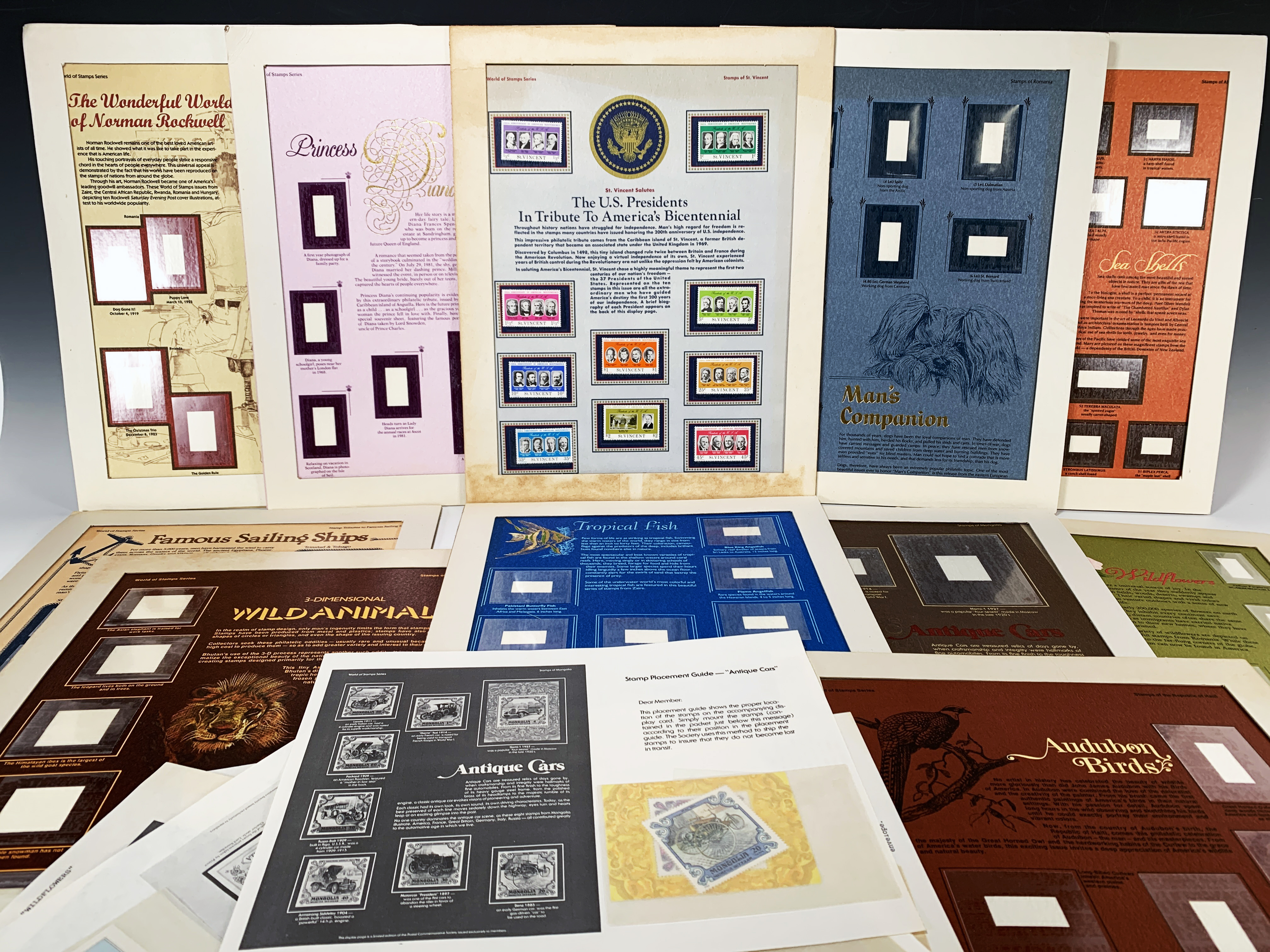 11 Limited Ed Postal Commemorative Society World Of Stamps Displays image 1