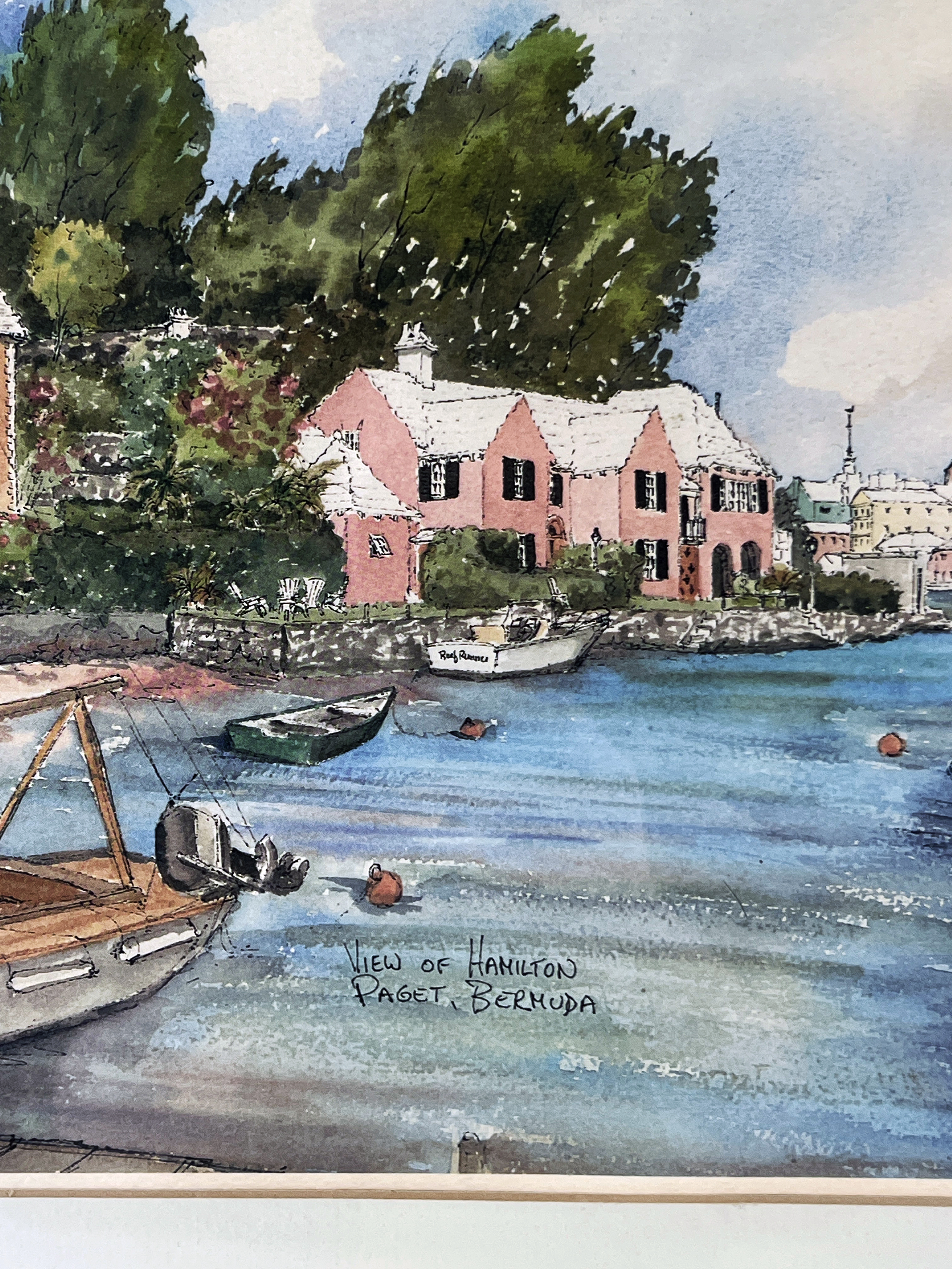 Watercolor View Of Hamilton Paget Bermuda Signed Dated image 3