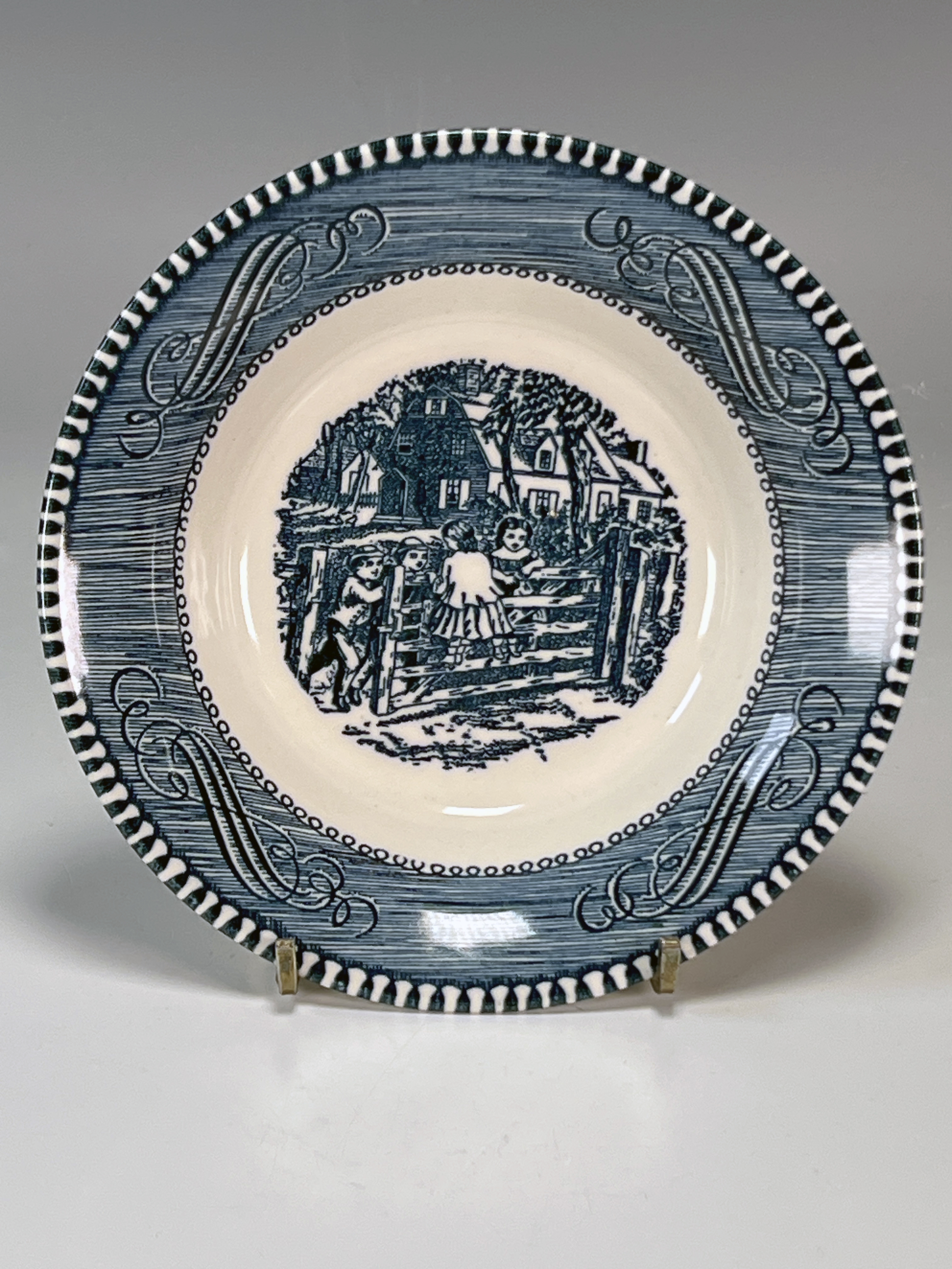7 Blue & White Currier & Ives Sauce Bowls image 2