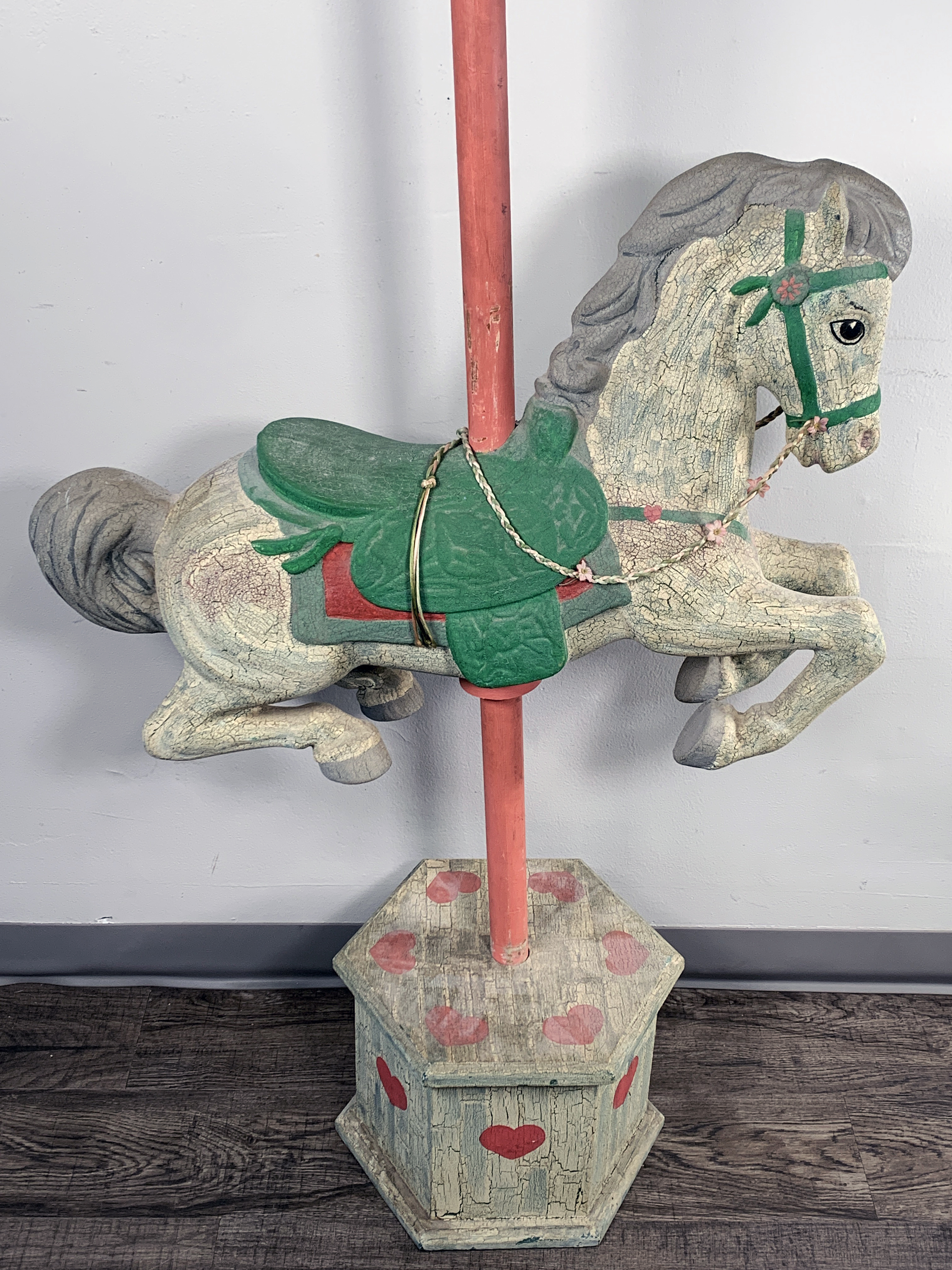 Large Wooden Decorative Carousel Style Horse image 1