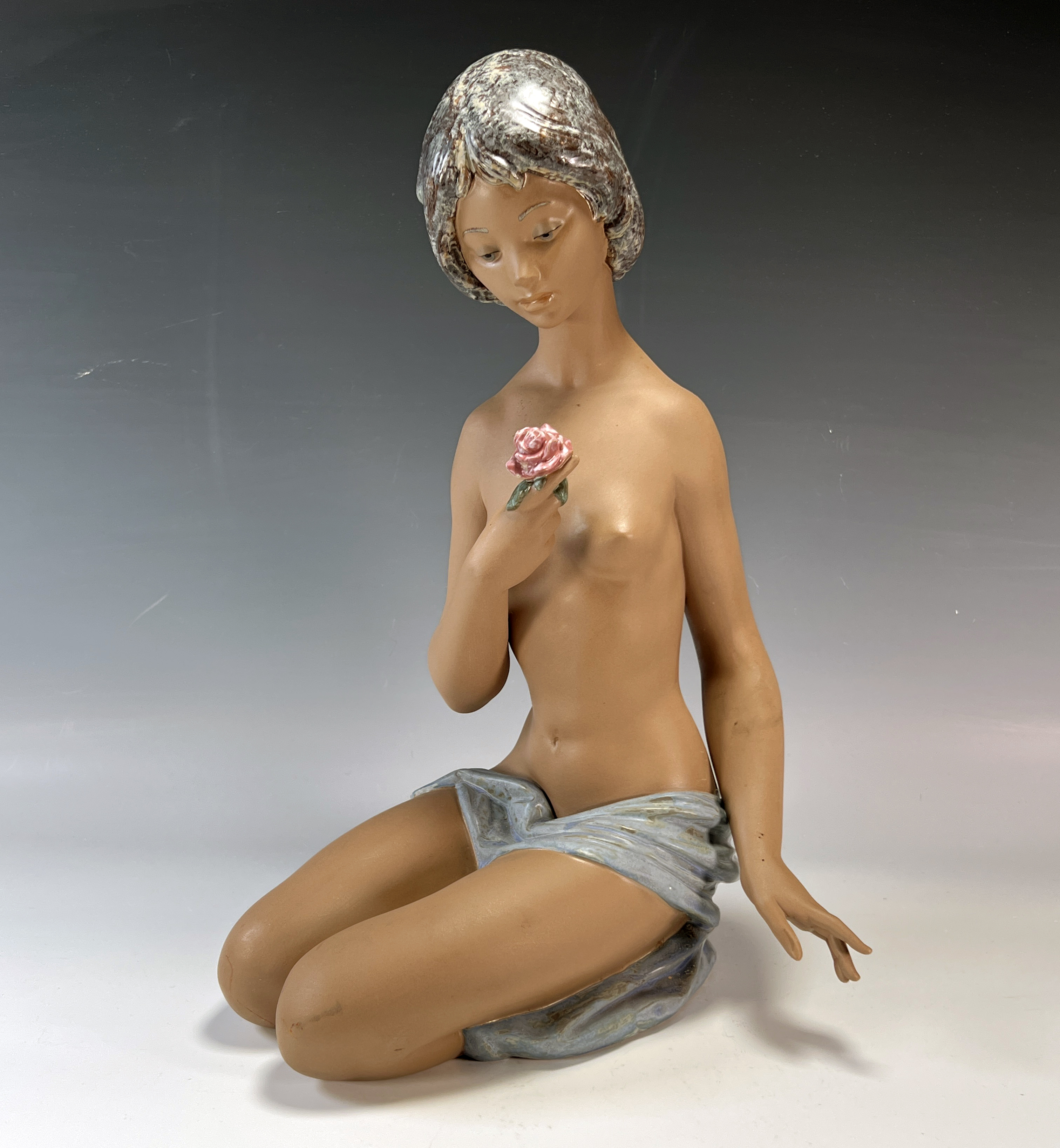 Lladro Gres Finish Nude With Rose Figure 3517 image 1