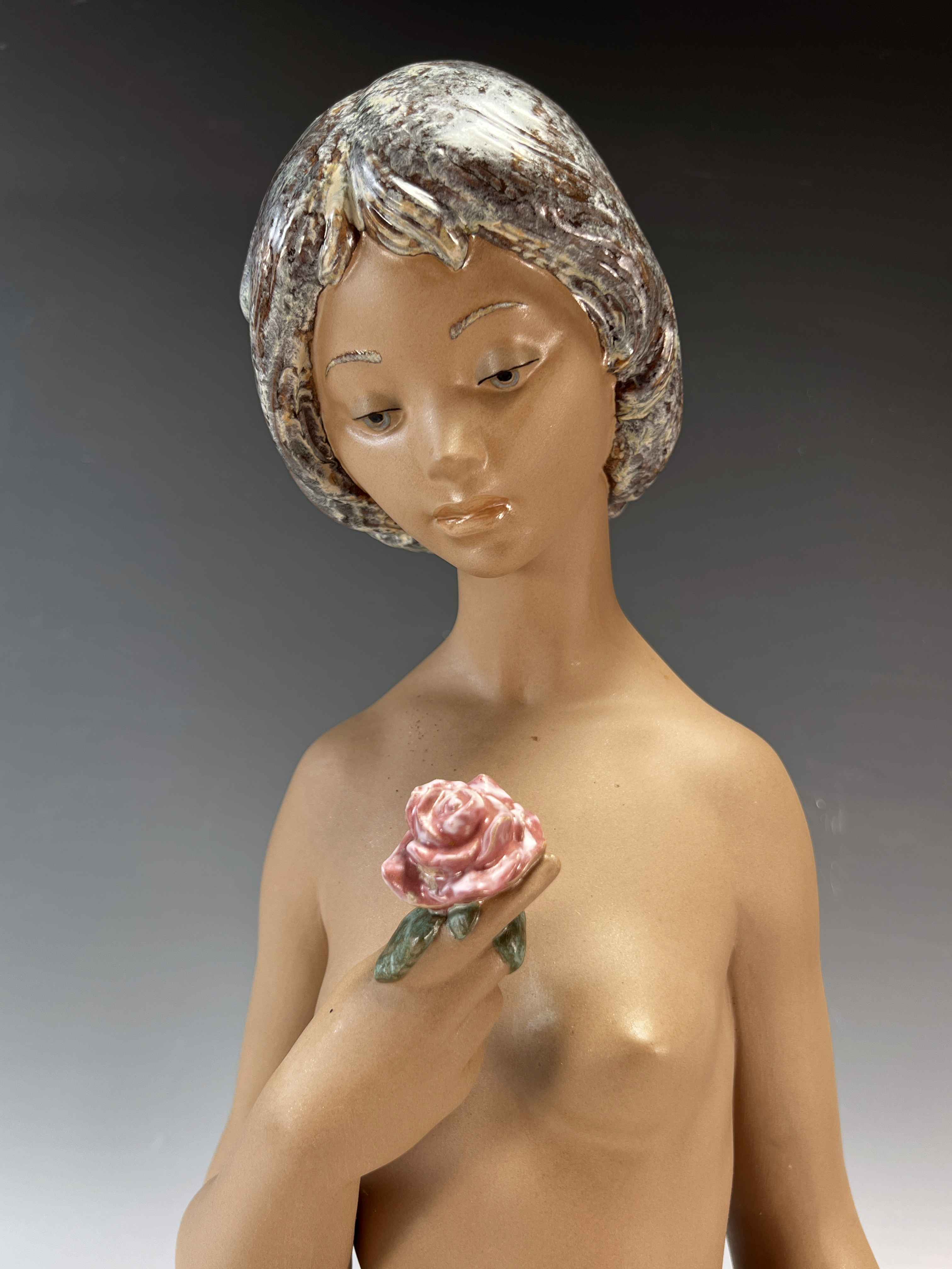 Lladro Gres Finish Nude With Rose Figure 3517 image 2