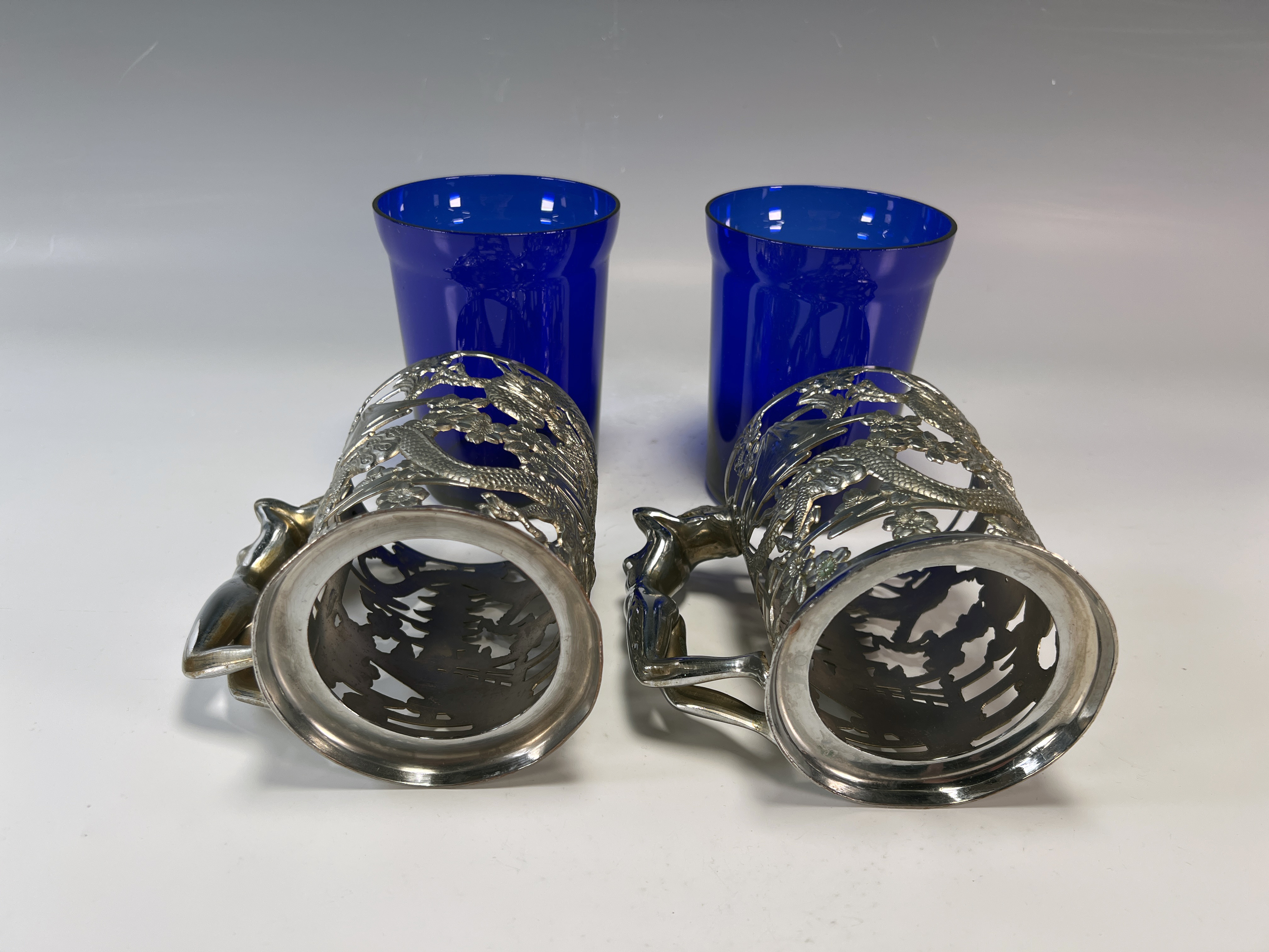 Set Of 2 Cobalt Blue Glass Tankard Mugs image 4