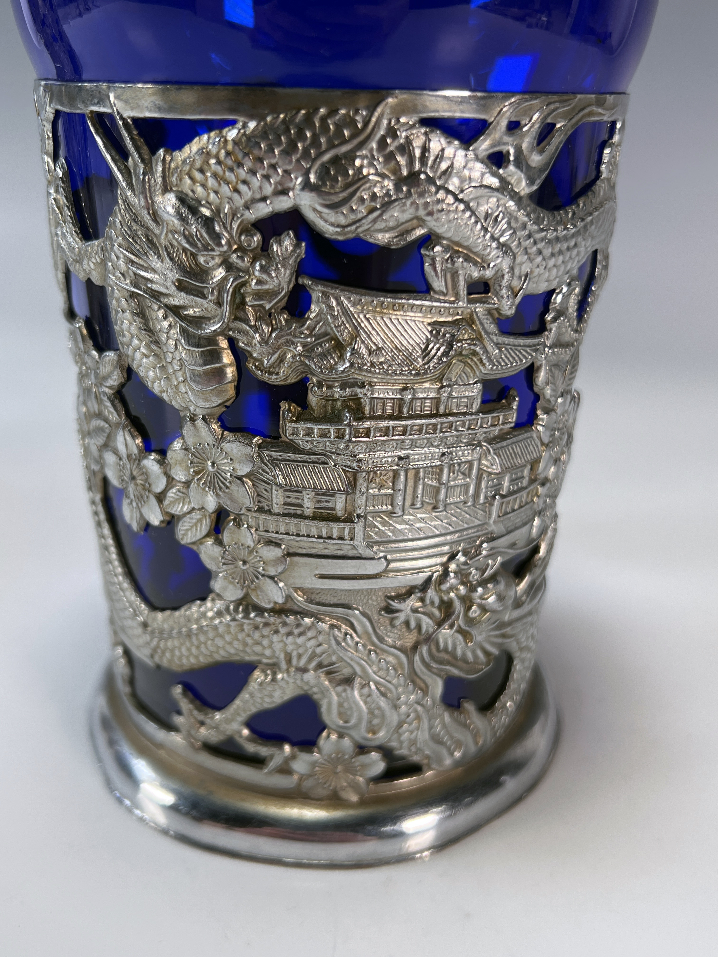 Set Of 2 Cobalt Blue Glass Tankard Mugs image 6