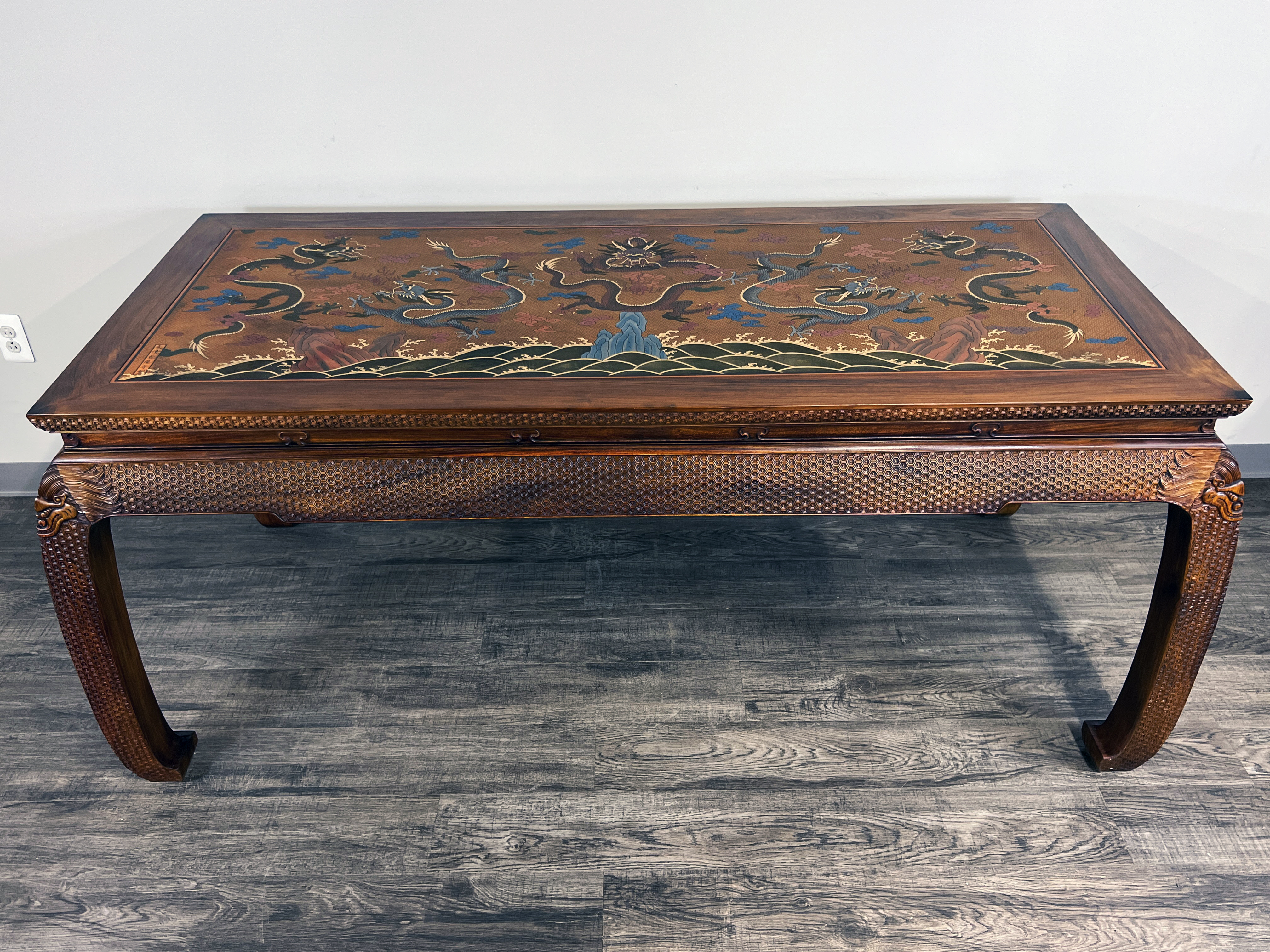 Huanghuali & Lacquer Dragon Motif Table image 1
