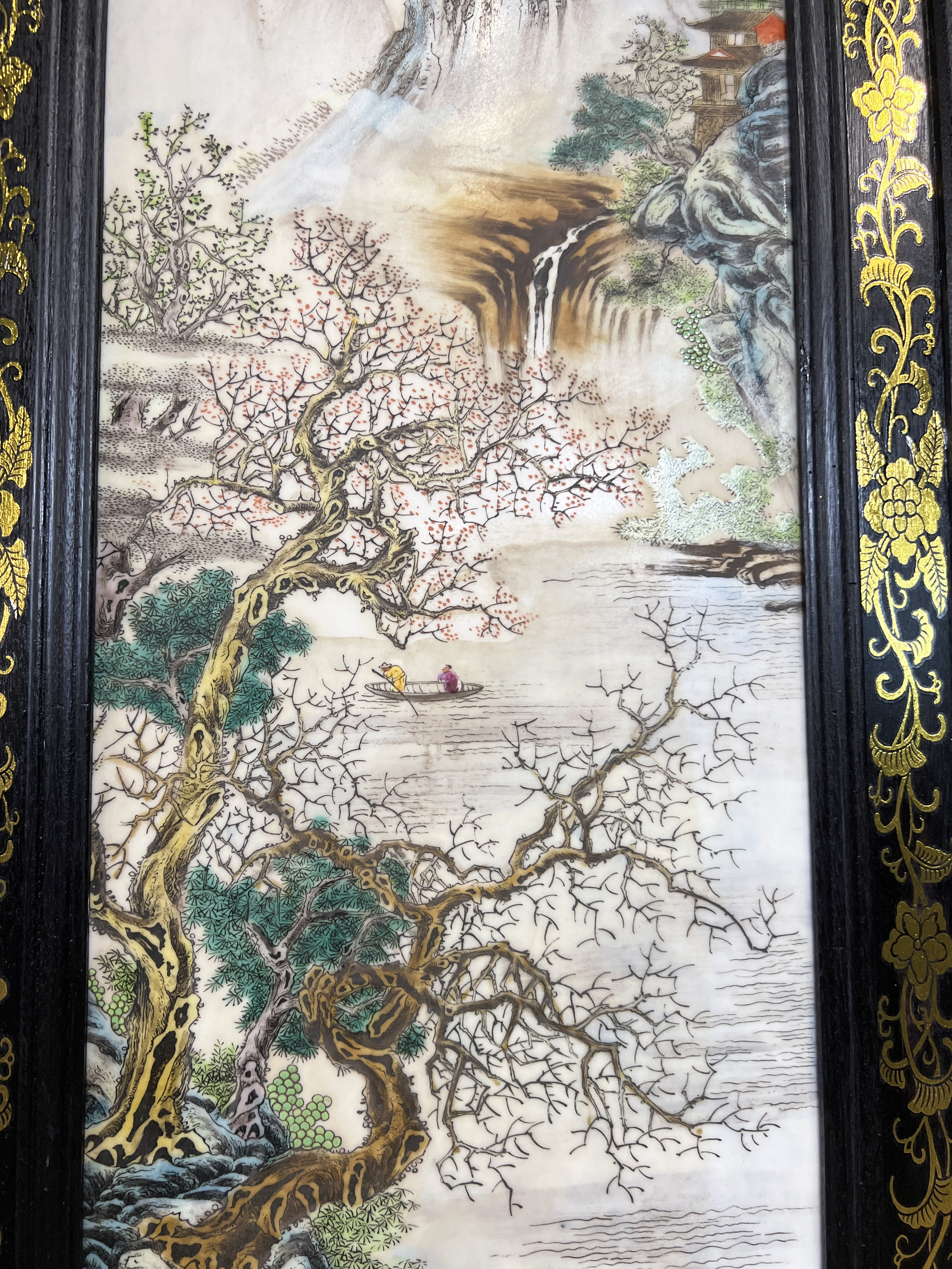 Chinese Gold-Accented Porcelain Landscape Panels image 11
