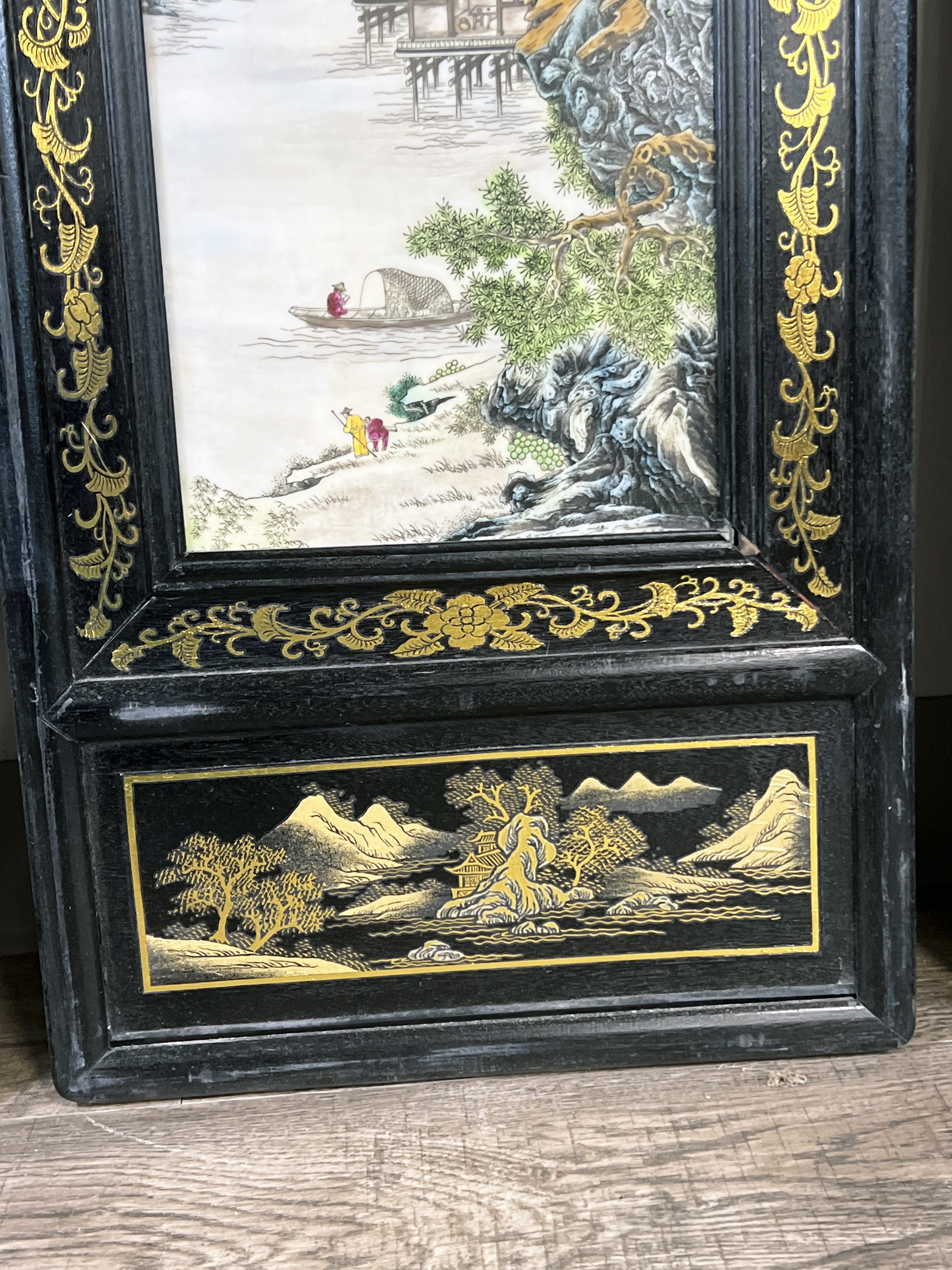 Chinese Gold-Accented Porcelain Landscape Panels image 4